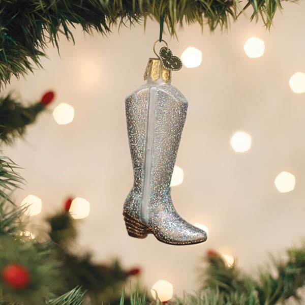 Glittered Boot Ornament - Paranoid Ranch