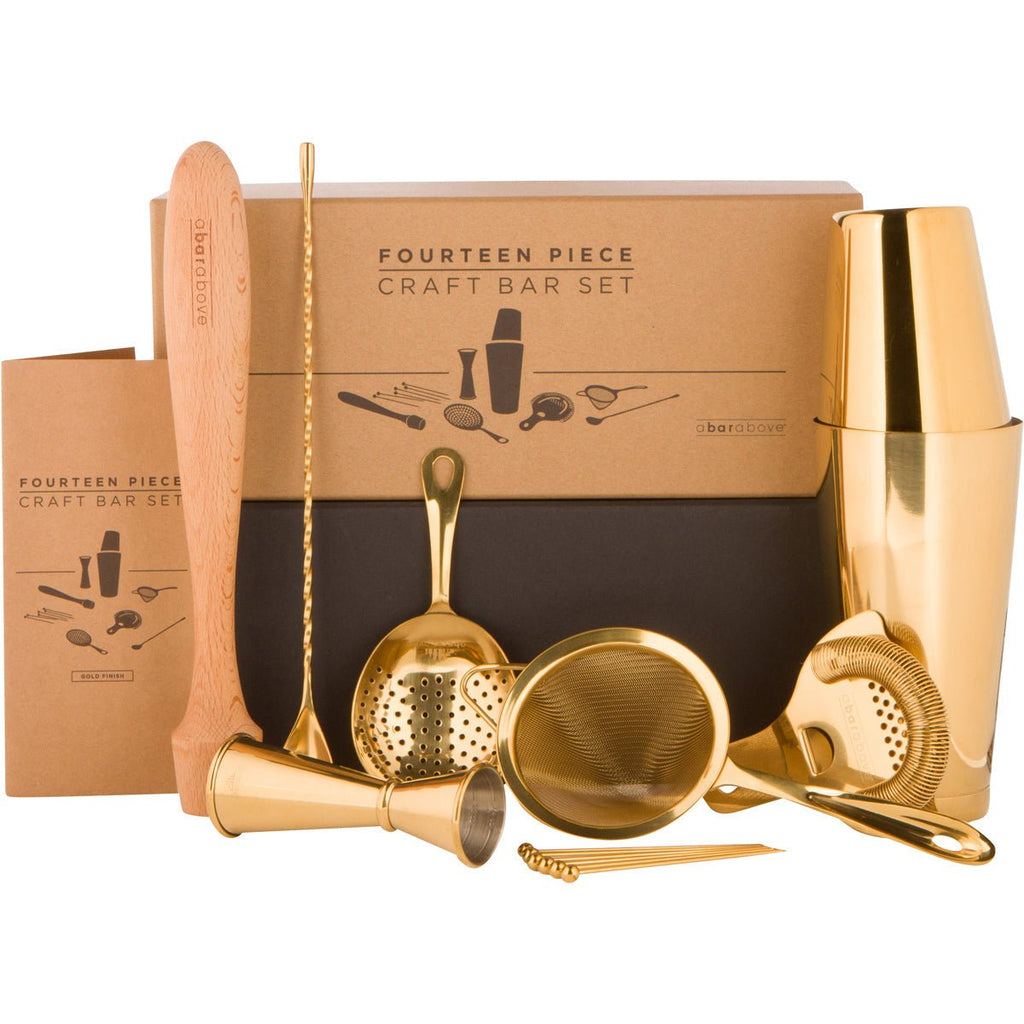Gold Mixologist Bar Set (14 - Piece) - Paranoid Ranch