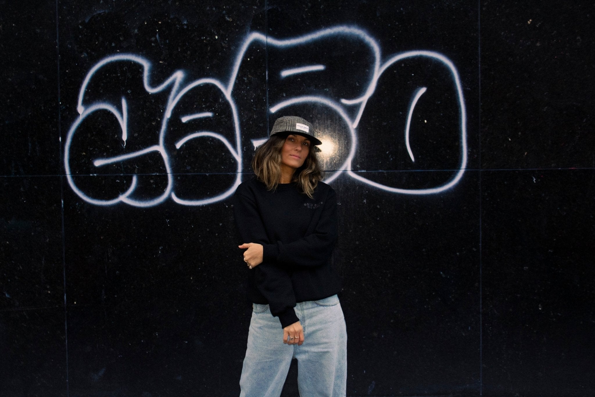 Good Days Tone On Tone Embroidered Crewneck - Black - Paranoid Ranch