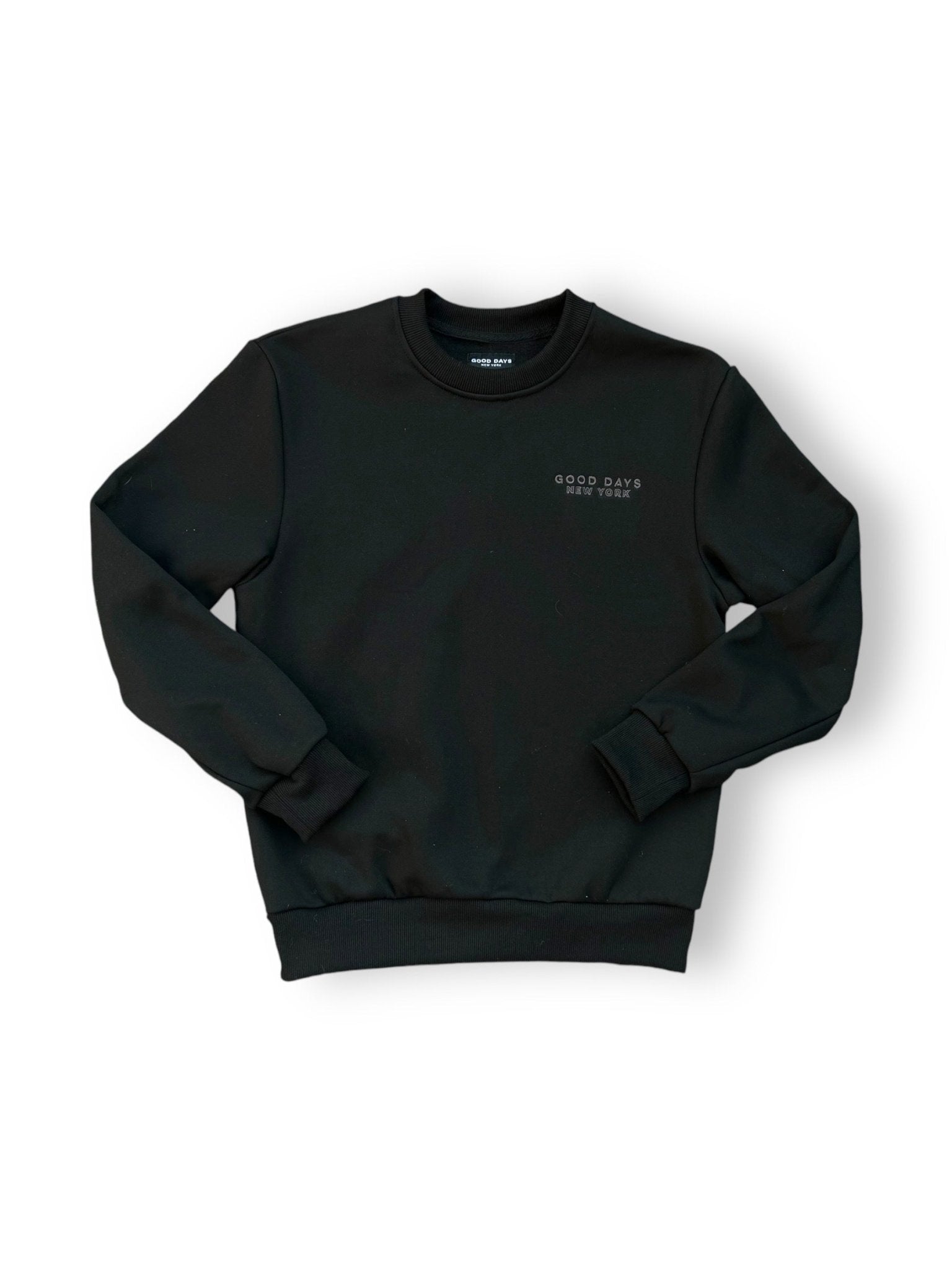 Good Days Tone On Tone Embroidered Crewneck - Black - Paranoid Ranch
