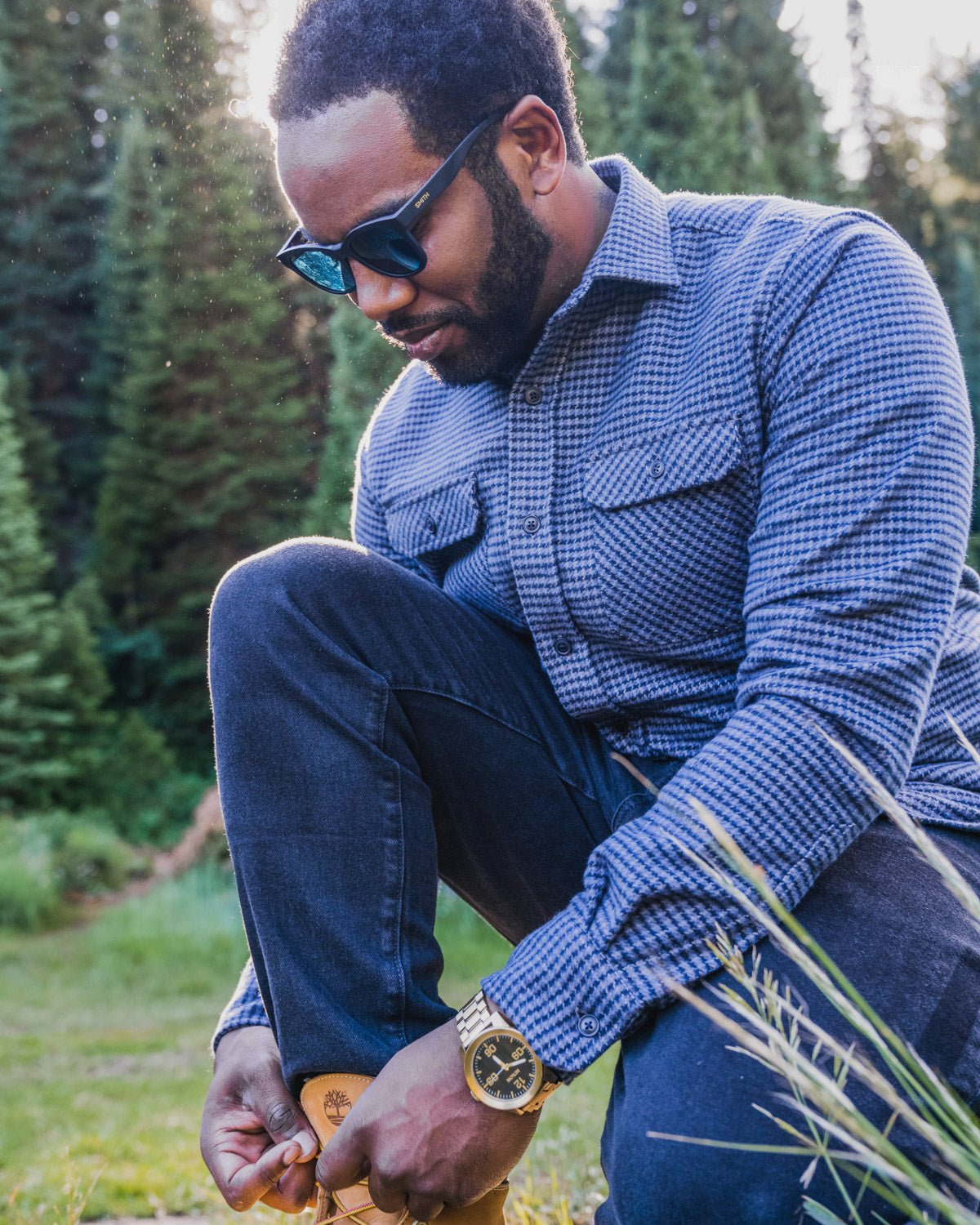 Grand Flannel, Dark Blue Mini Check - Paranoid Ranch