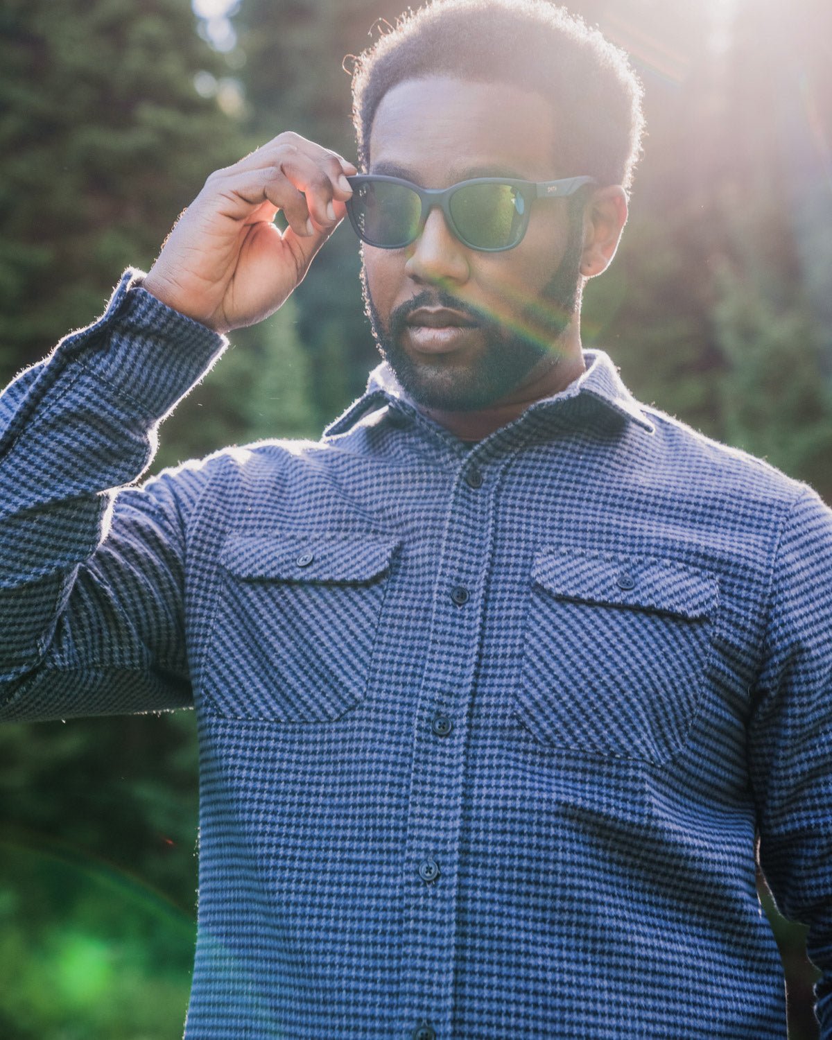 Grand Flannel, Dark Blue Mini Check - Paranoid Ranch