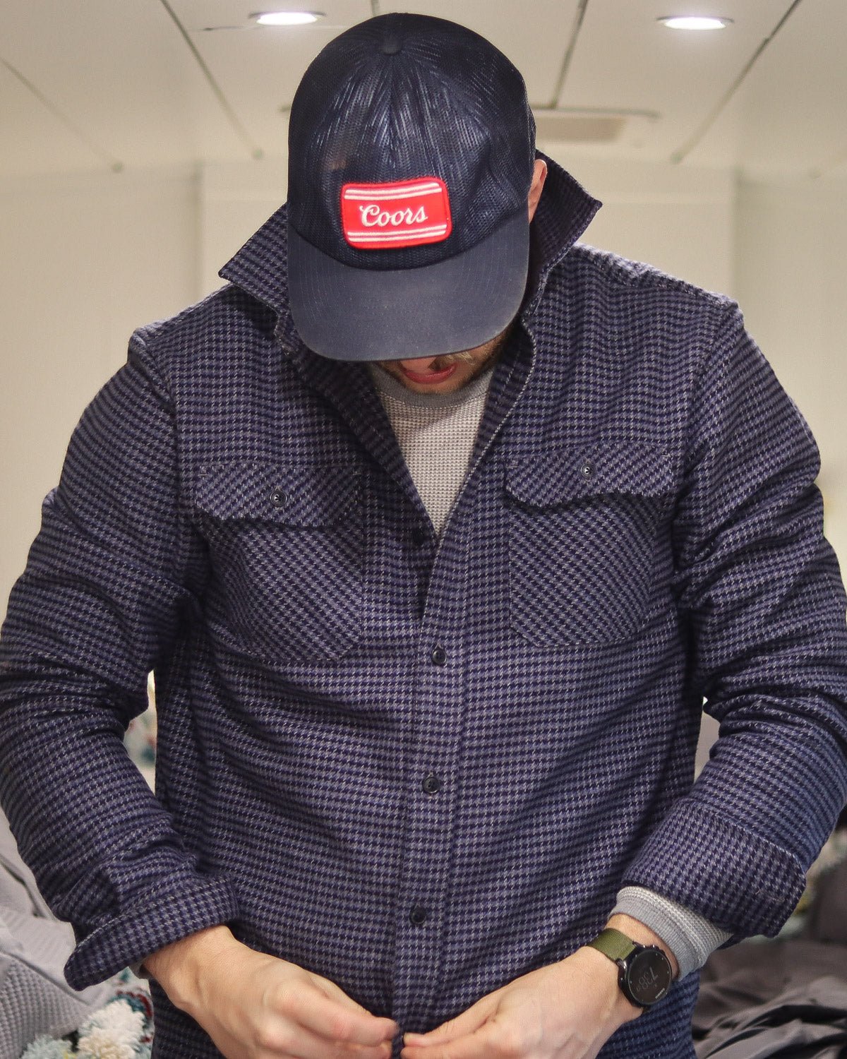 Grand Flannel, Dark Blue Mini Check - Paranoid Ranch