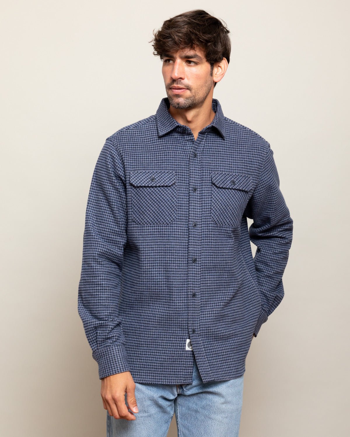 Grand Flannel, Dark Blue Mini Check - Paranoid Ranch