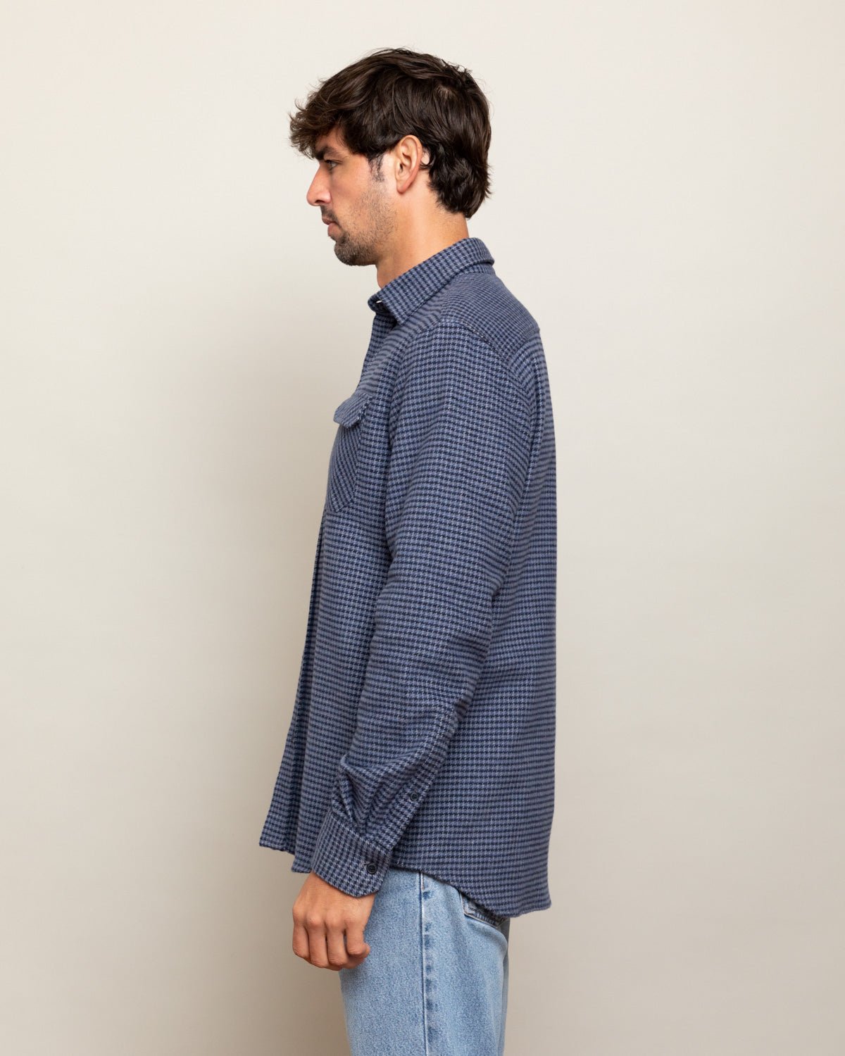 Grand Flannel, Dark Blue Mini Check - Paranoid Ranch