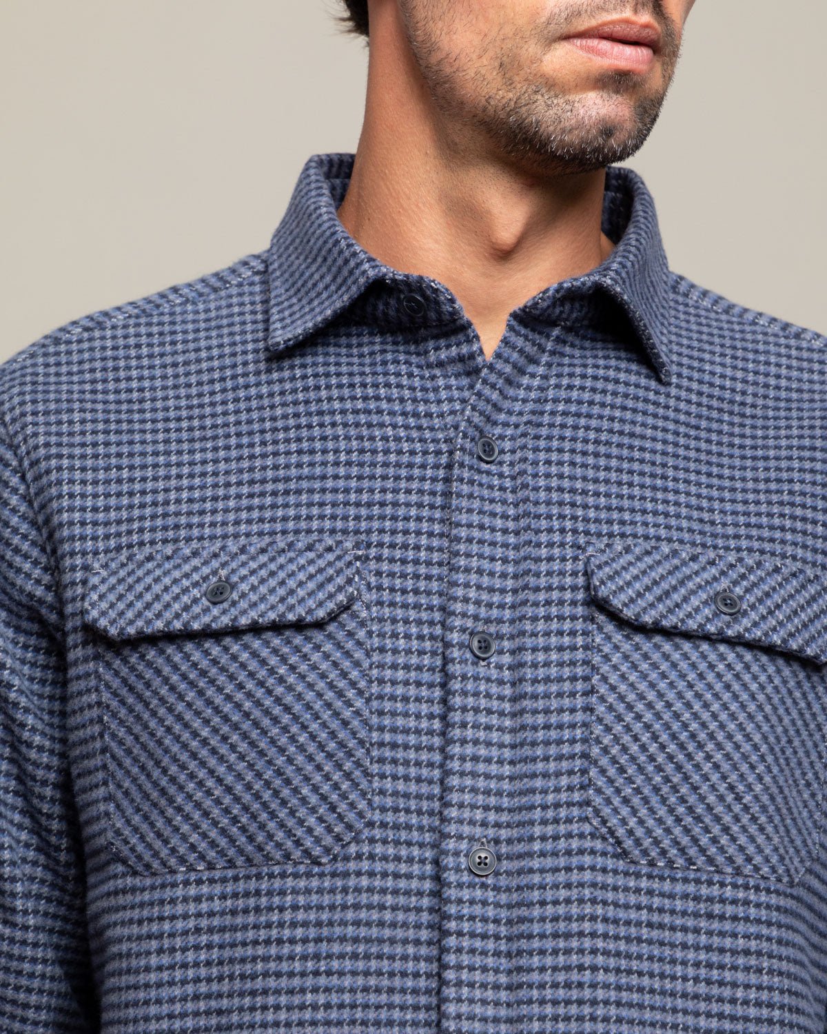 Grand Flannel, Dark Blue Mini Check - Paranoid Ranch