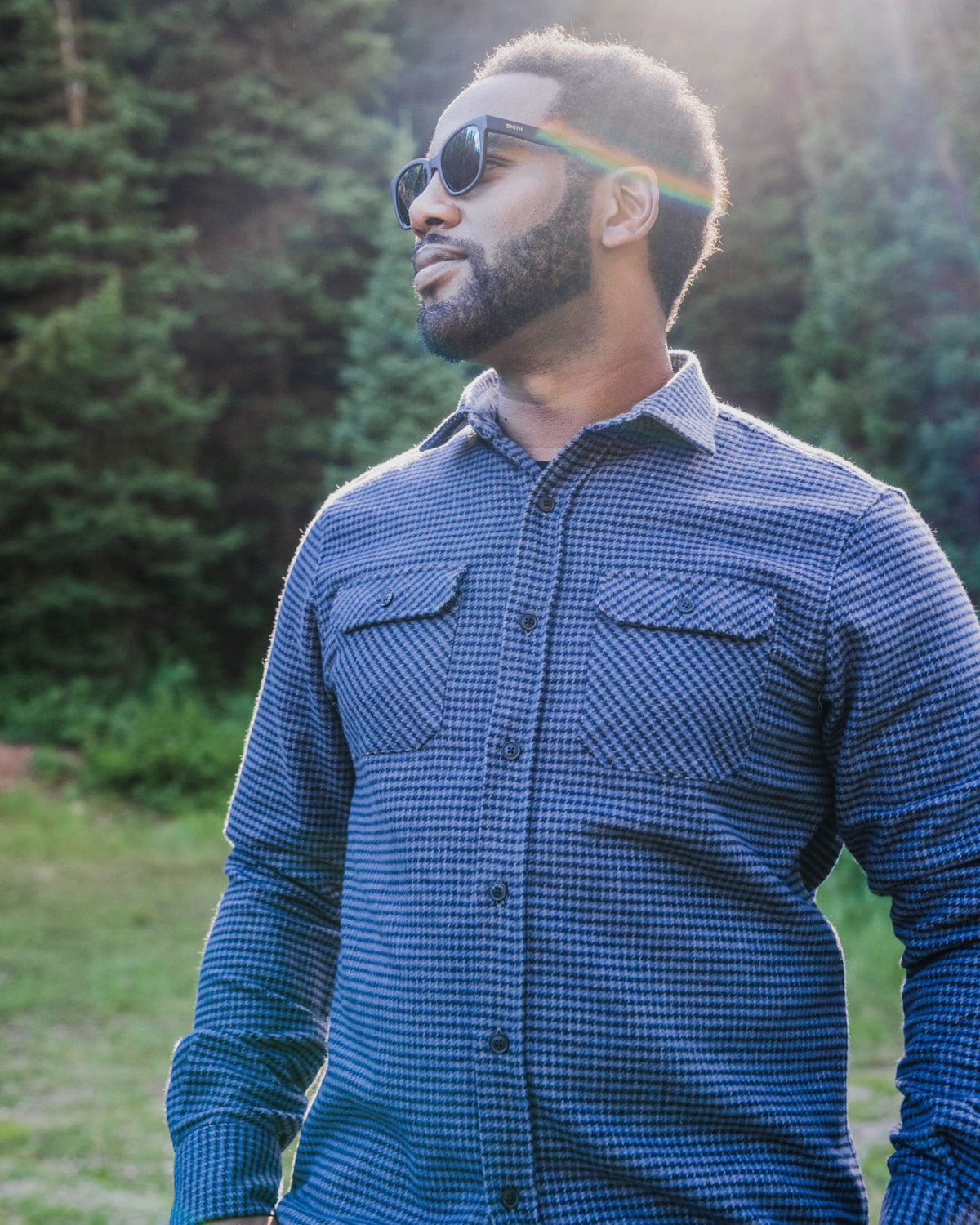 Grand Flannel, Dark Blue Mini Check - Paranoid Ranch