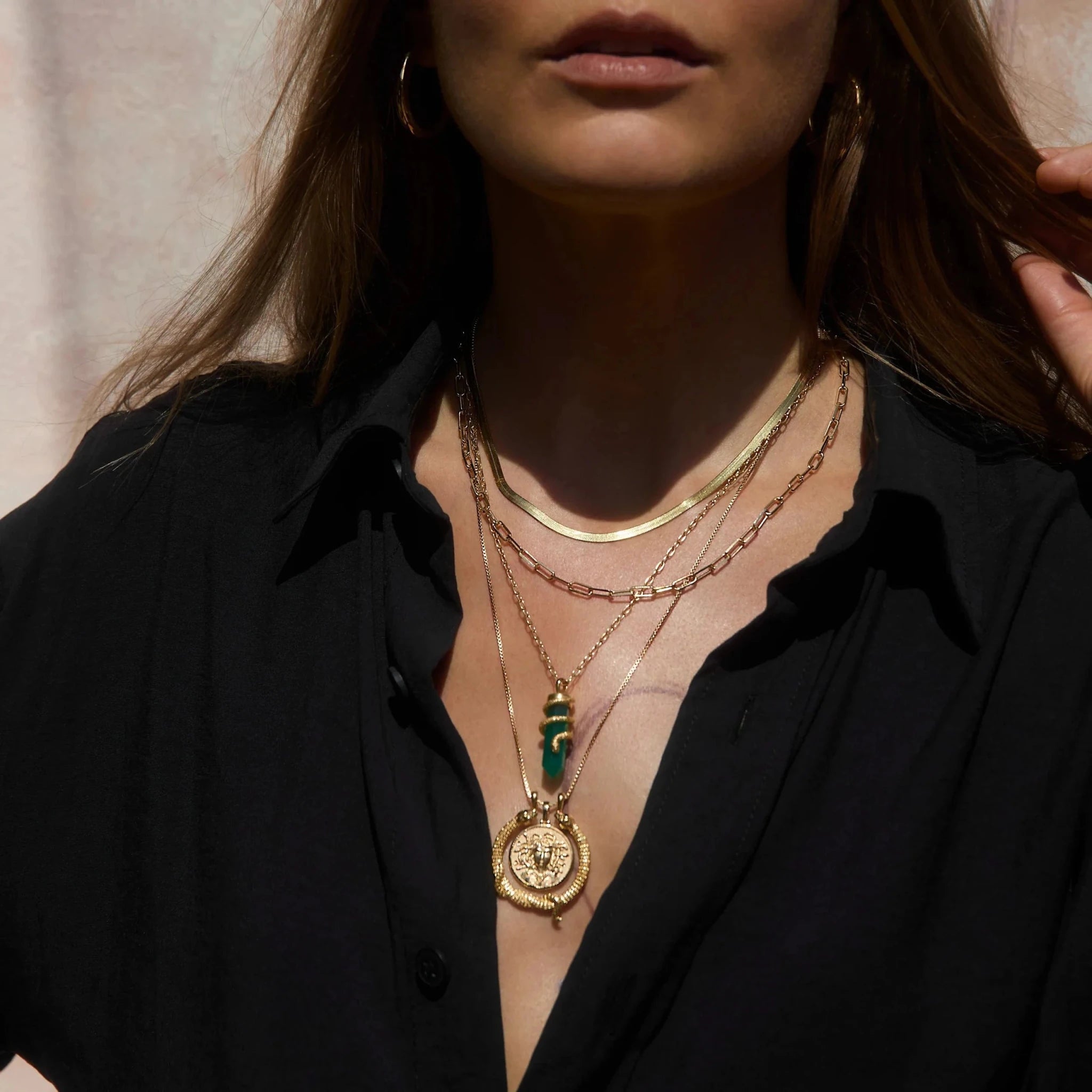 Green Onyx Crystal Snake Necklace - Paranoid Ranch