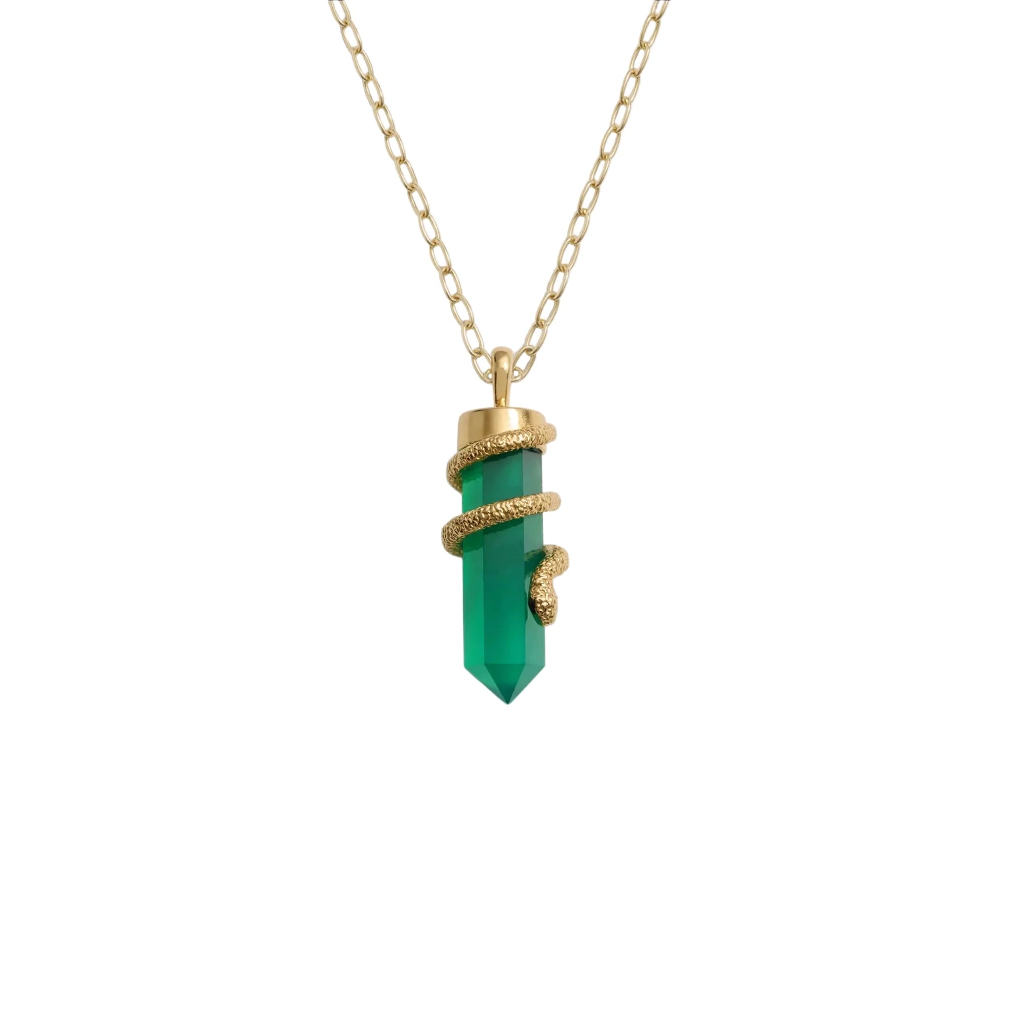 Green Onyx Crystal Snake Necklace - Paranoid Ranch
