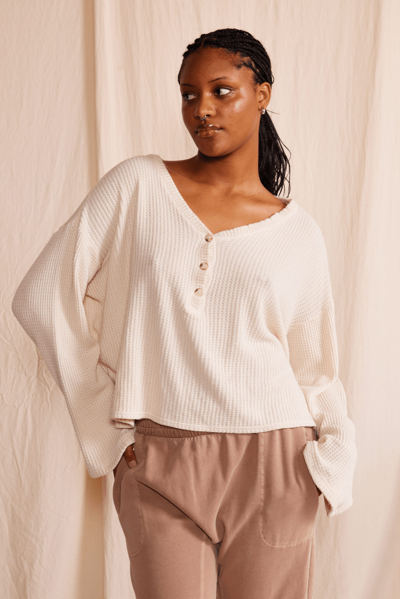 Henley Waffle Top - Paranoid Ranch