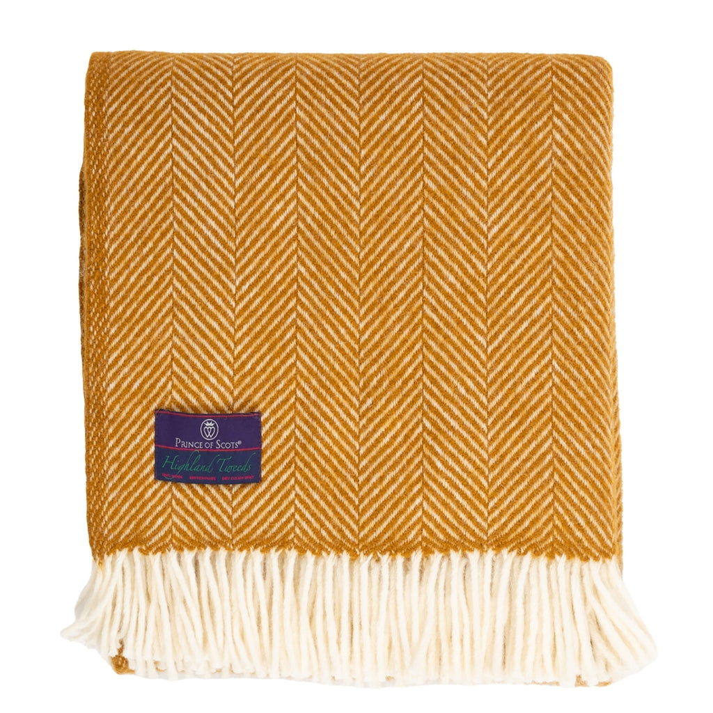 Highland Tweeds Herringbone Pure Wool Throw - Whiskey - Paranoid Ranch