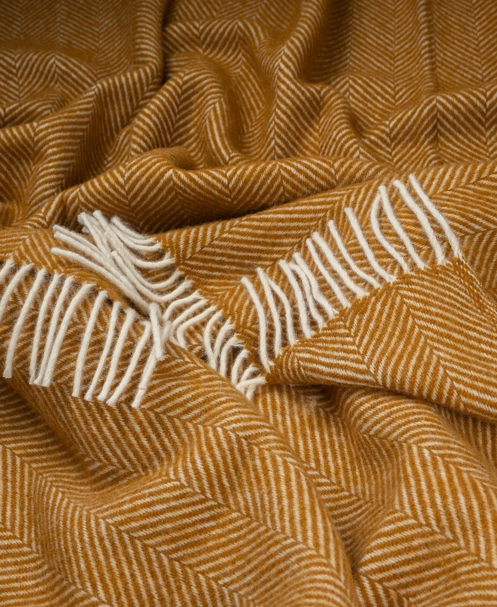 Highland Tweeds Herringbone Pure Wool Throw - Whiskey - Paranoid Ranch