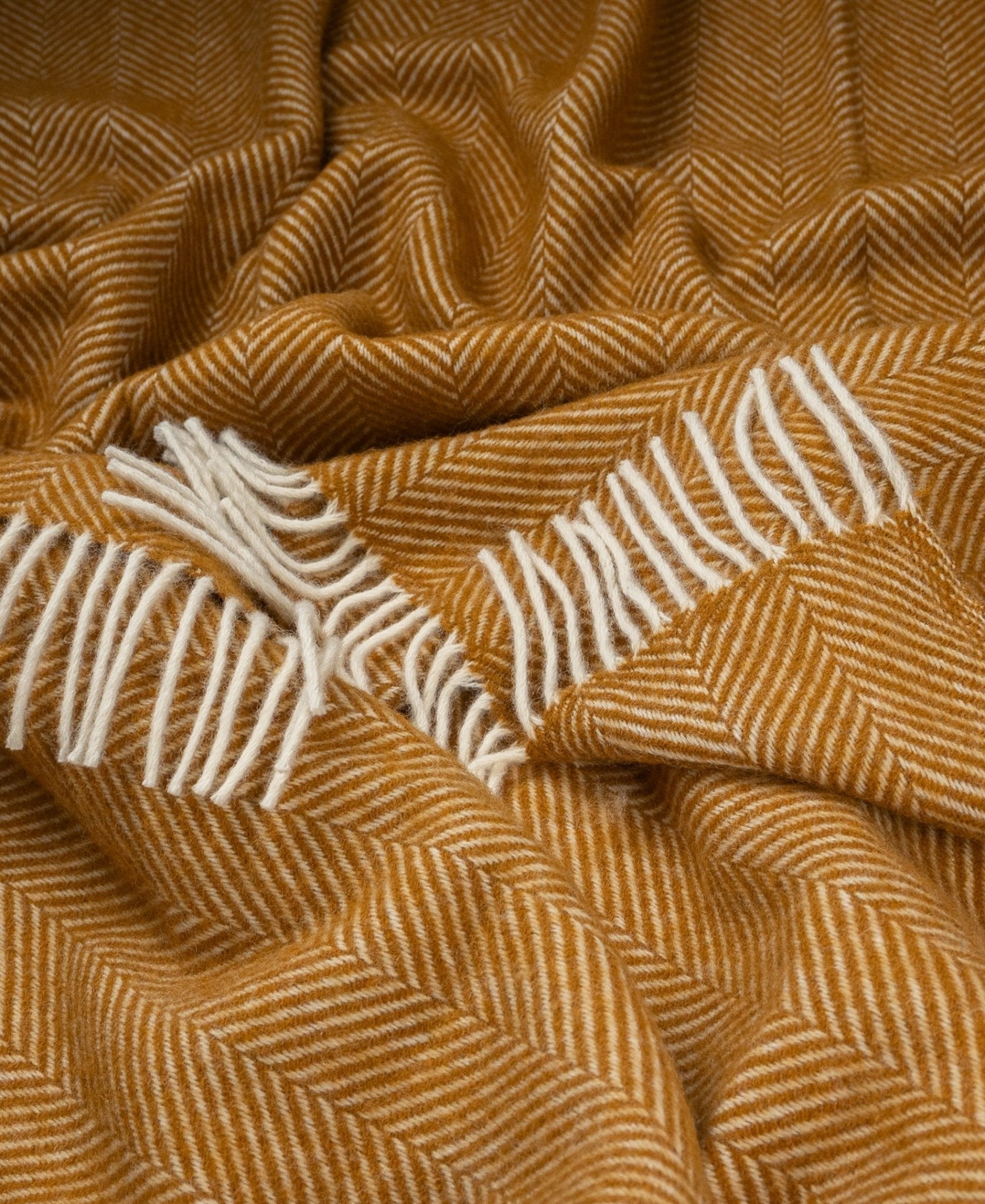Highland Tweeds Herringbone Pure Wool Throw - Whiskey - Paranoid Ranch