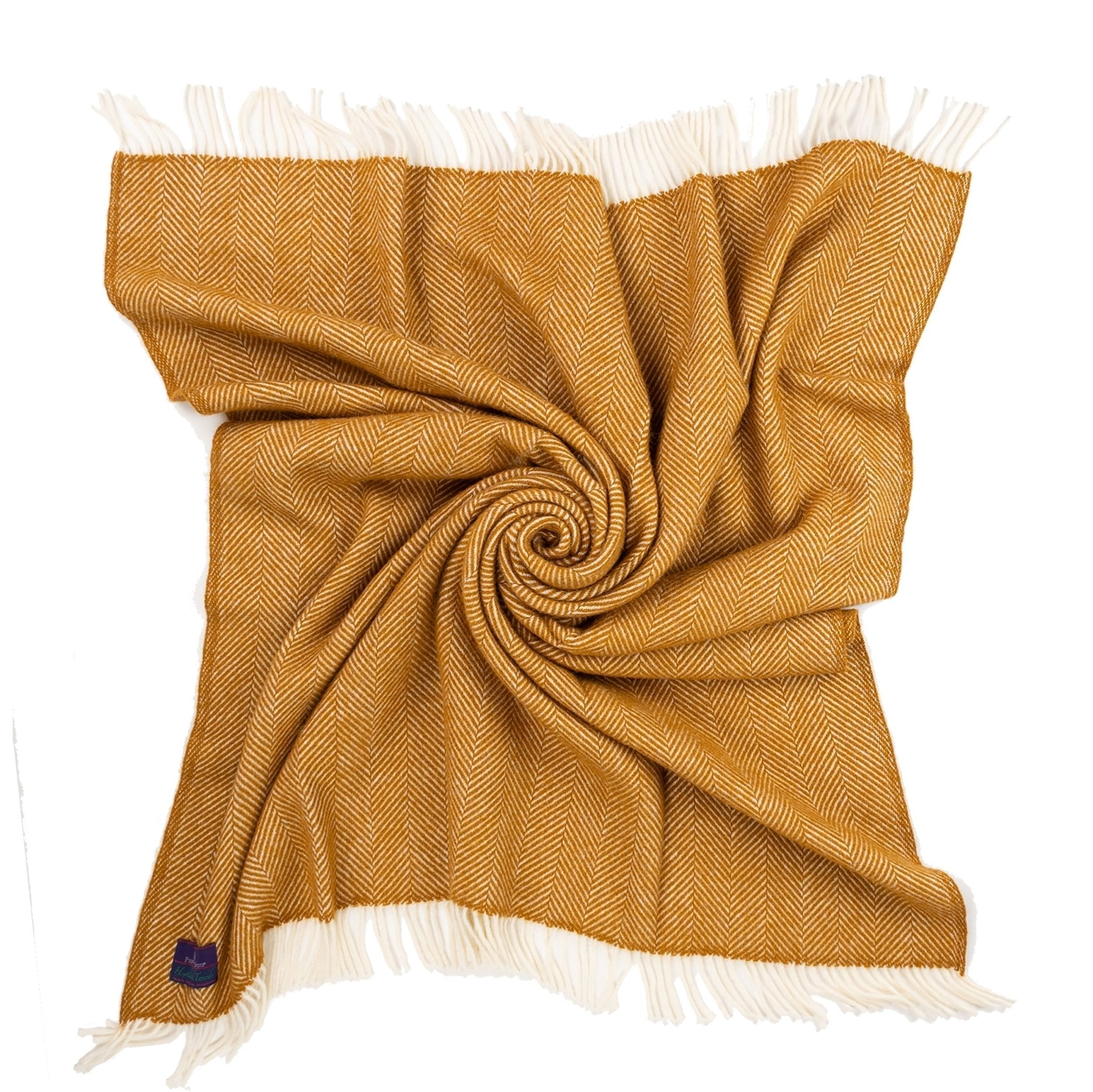 Highland Tweeds Herringbone Pure Wool Throw - Whiskey - Paranoid Ranch