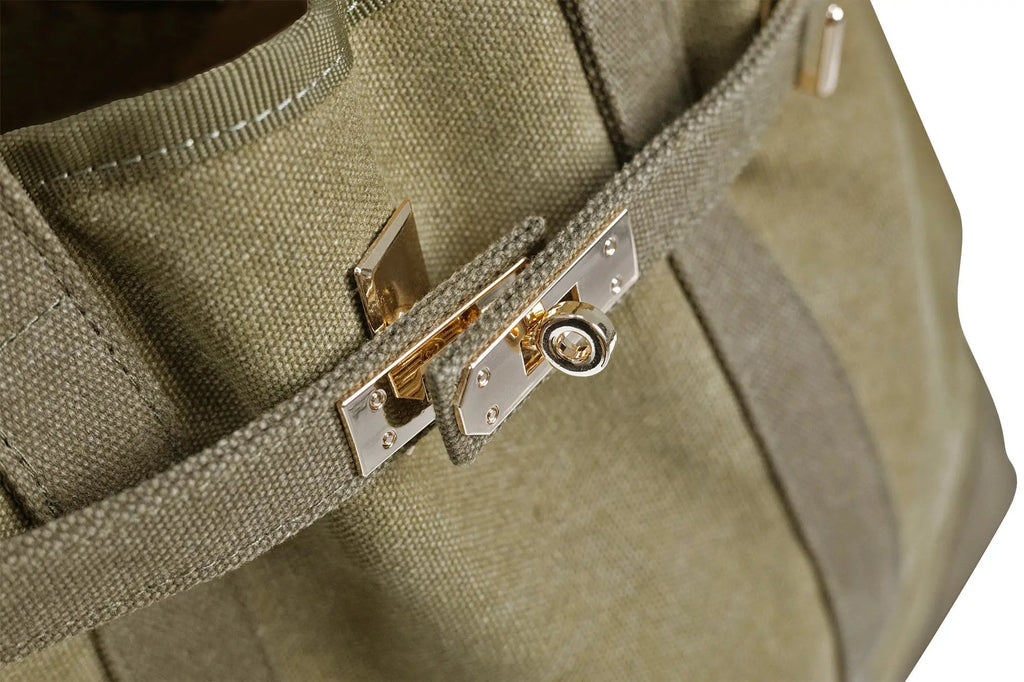 Huntley Equestrian Barnkin Canvas Tote with Gold Hardware, Military Olive - Paranoid Ranch