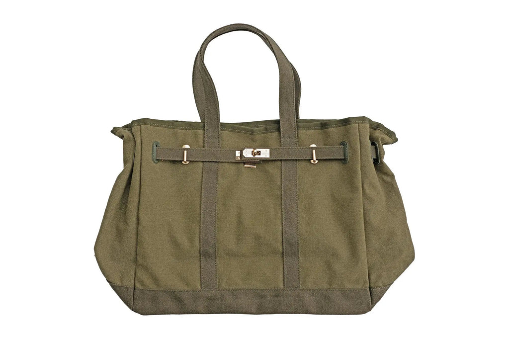 Huntley Equestrian Barnkin Canvas Tote with Gold Hardware, Military Olive - Paranoid Ranch