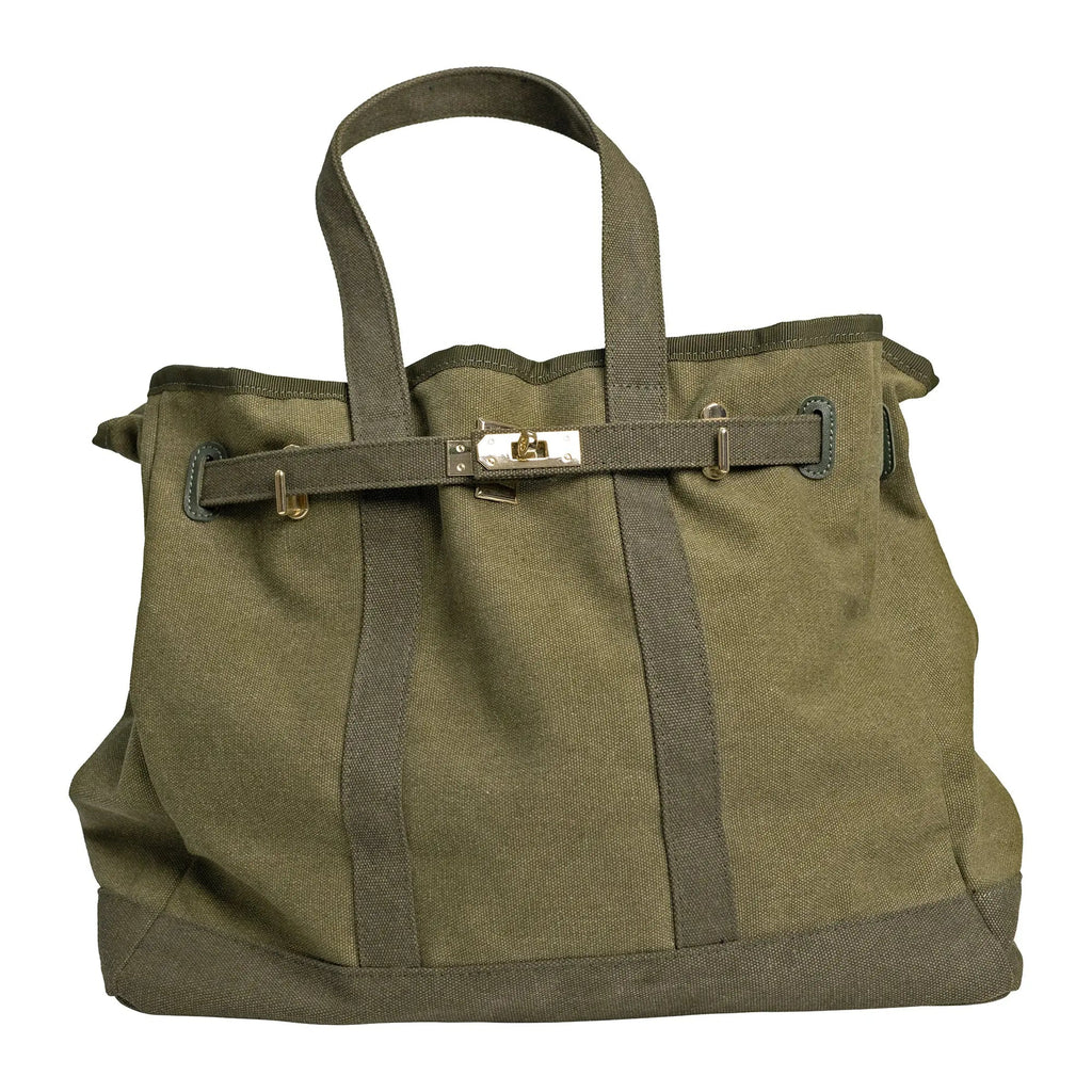 Huntley Equestrian Barnkin Canvas Tote with Gold Hardware, Military Olive - Paranoid Ranch