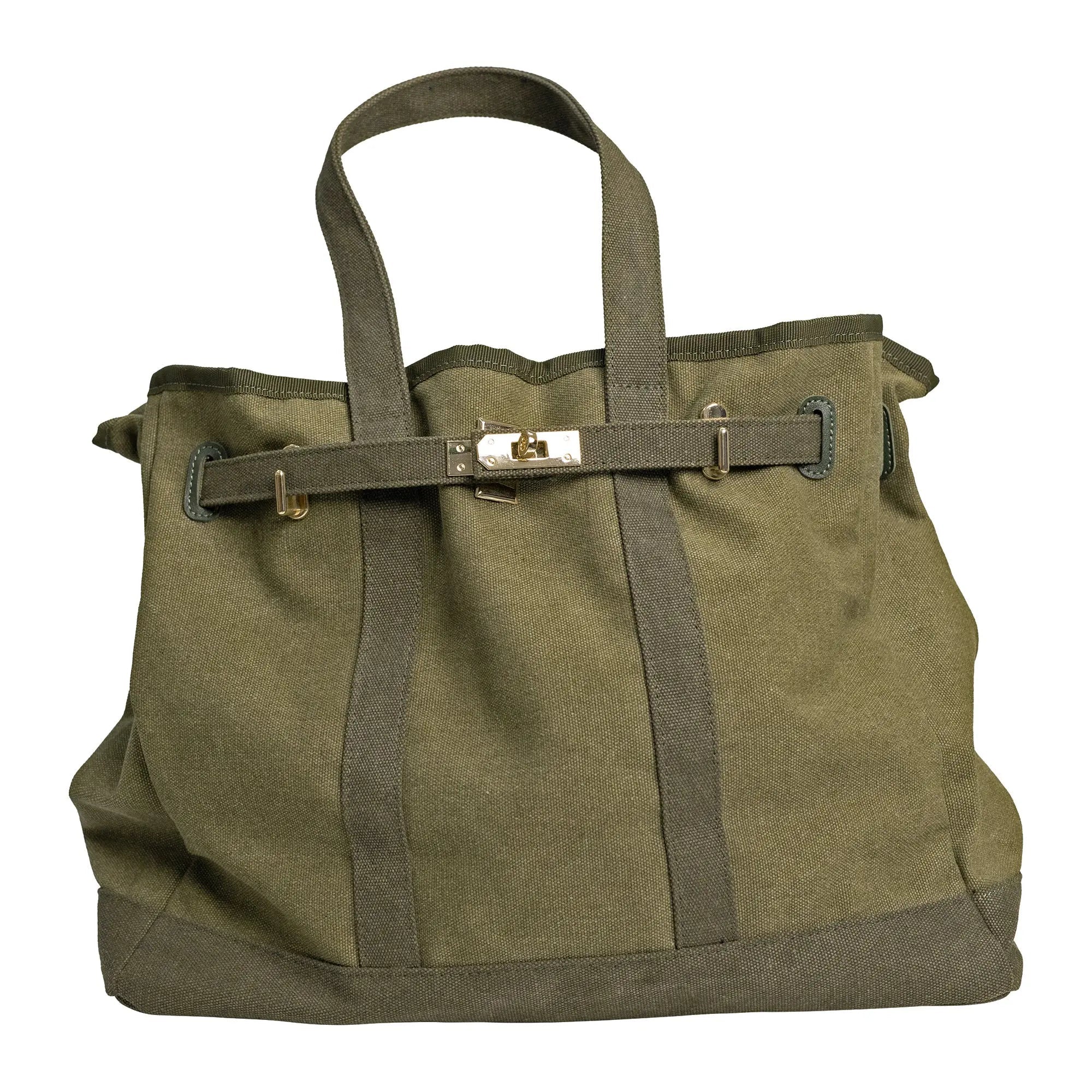 Huntley Equestrian Barnkin Canvas Tote with Gold Hardware, Military Olive - Paranoid Ranch