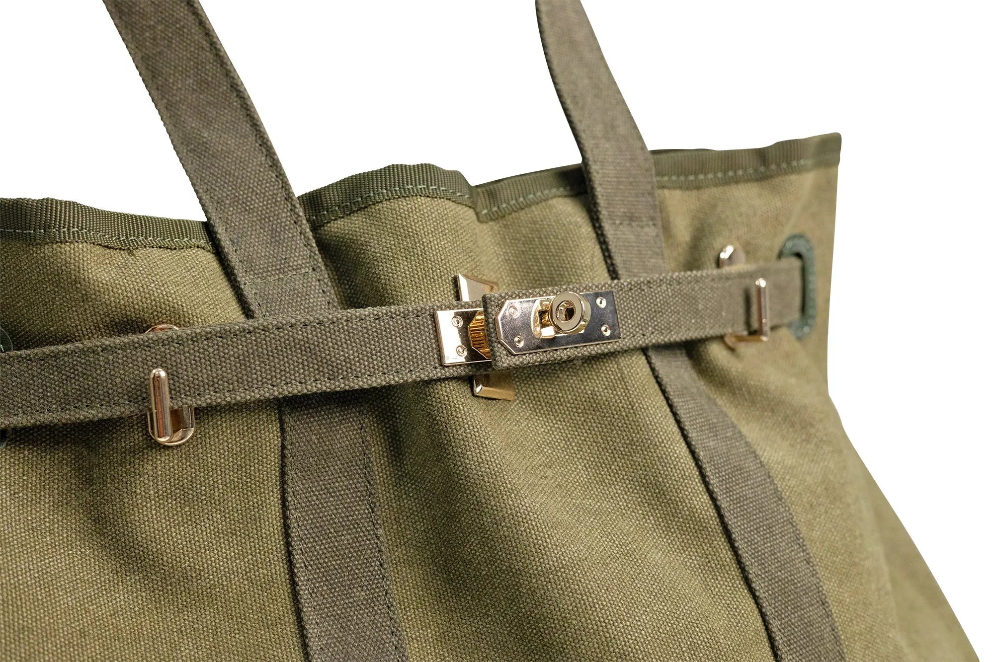 Huntley Equestrian Barnkin Canvas Tote with Gold Hardware, Military Olive - Paranoid Ranch