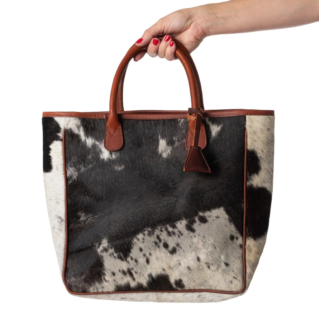 Huntley Equestrian Hair On Hide Cow Leather Tote Handbag - Paranoid Ranch