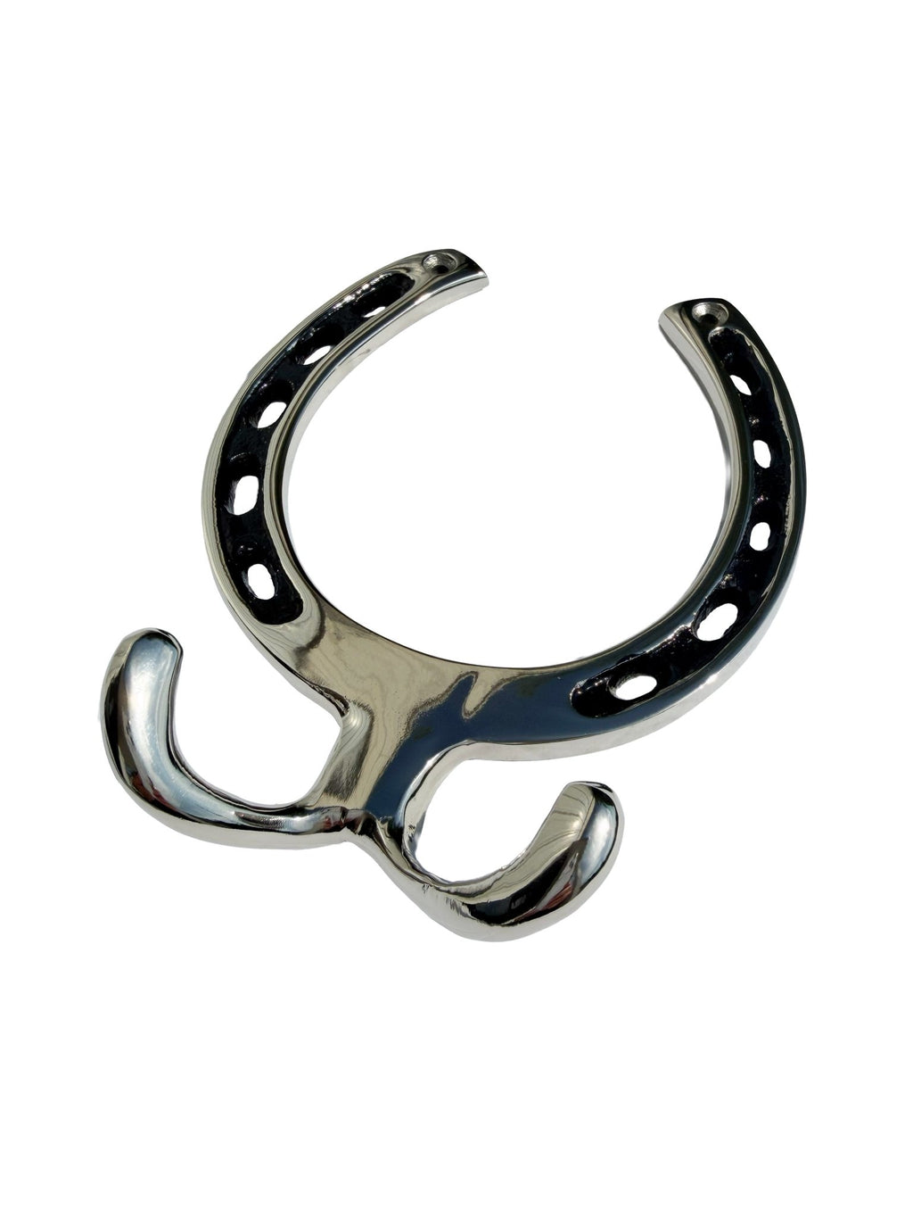 Huntley Equestrian Silver Horseshoe Wall Hook Rack-2 Hook Equestrian Home and Barn Decor - Paranoid Ranch