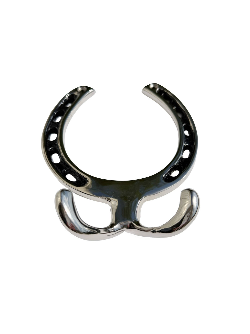 Huntley Equestrian Silver Horseshoe Wall Hook Rack-2 Hook Equestrian Home and Barn Decor - Paranoid Ranch
