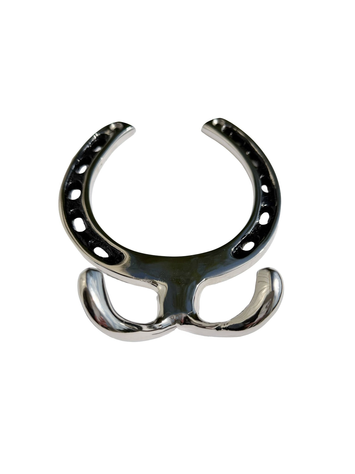 Huntley Equestrian Silver Horseshoe Wall Hook Rack-2 Hook Equestrian Home and Barn Decor - Paranoid Ranch