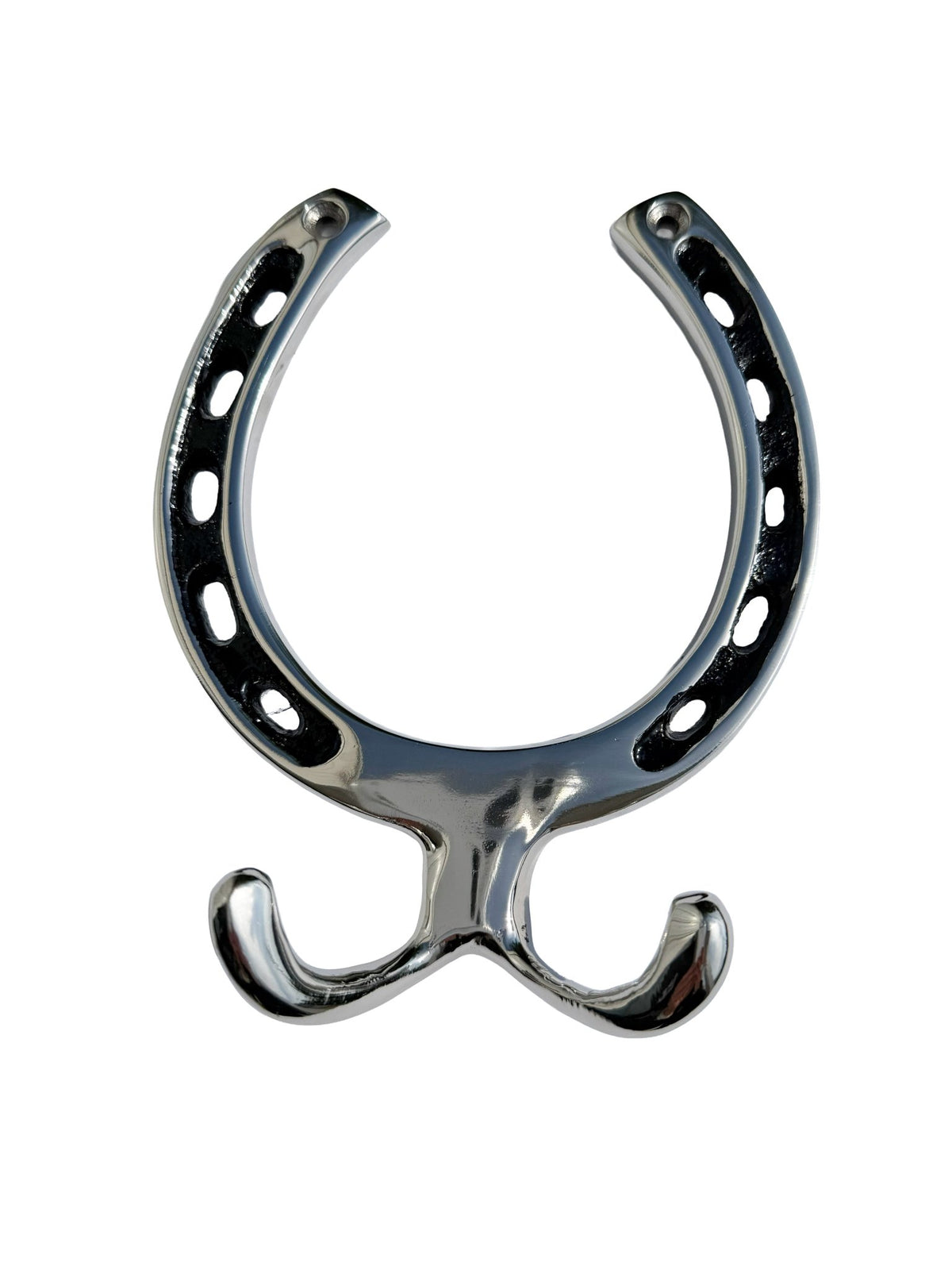 Huntley Equestrian Silver Horseshoe Wall Hook Rack-2 Hook Equestrian Home and Barn Decor - Paranoid Ranch