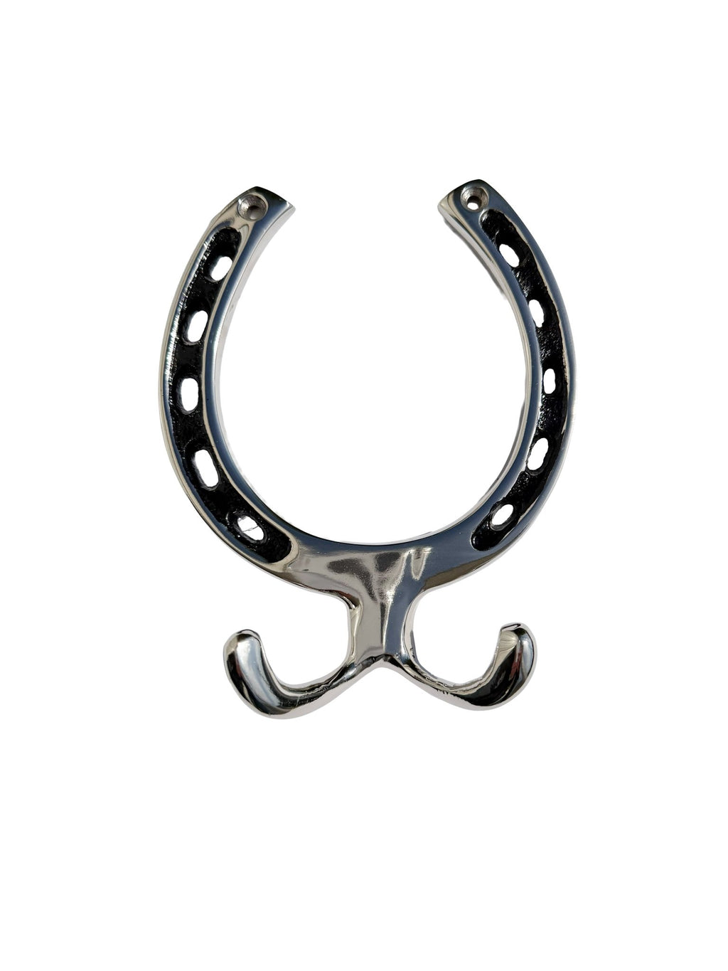 Huntley Equestrian Silver Horseshoe Wall Hook Rack-2 Hook Equestrian Home and Barn Decor - Paranoid Ranch