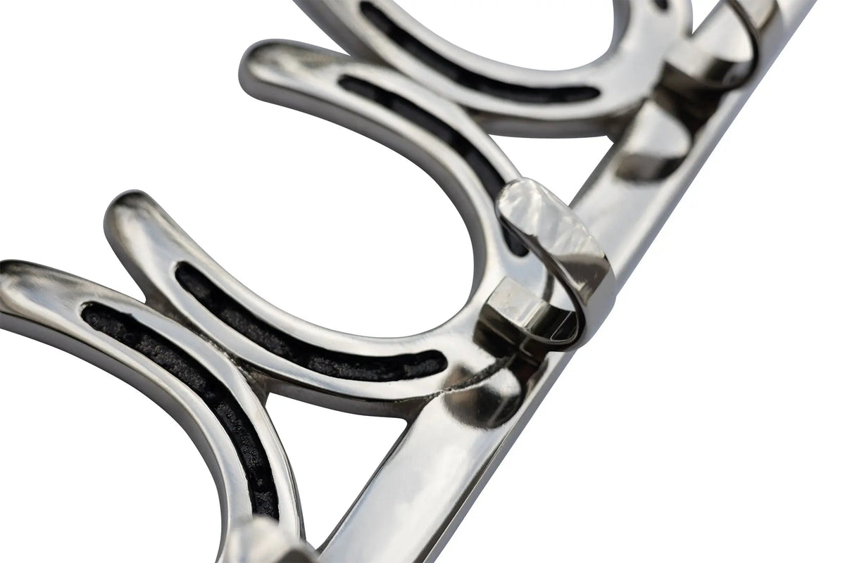 Huntley Equestrian Silver Horseshoe Wall Hook Rack-3 Hook Equestrian Home and Barn Decor - Paranoid Ranch