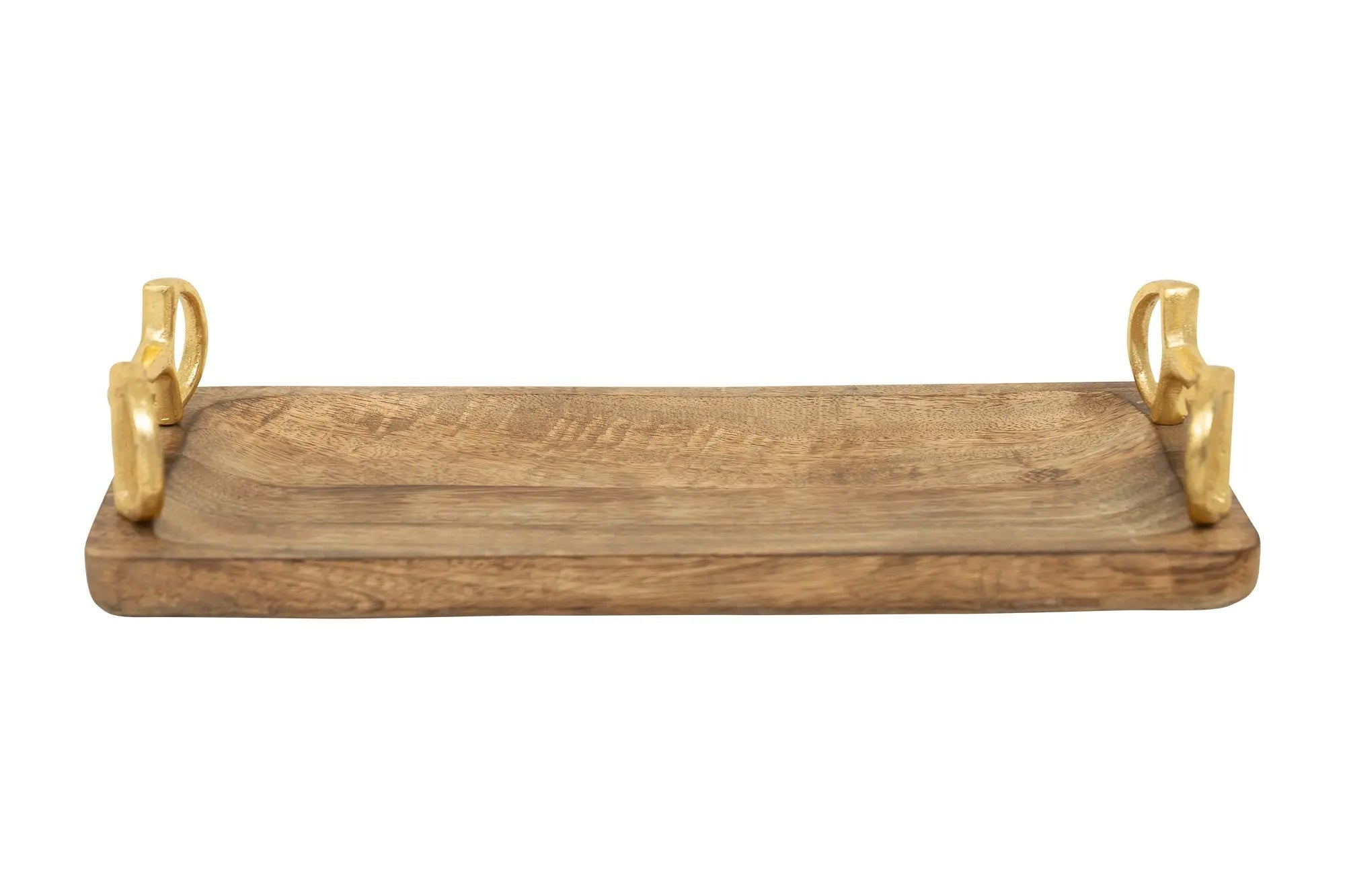 Huntley Equestrian Wooden Rectangle Tray with Gold Bit Handles - Paranoid Ranch