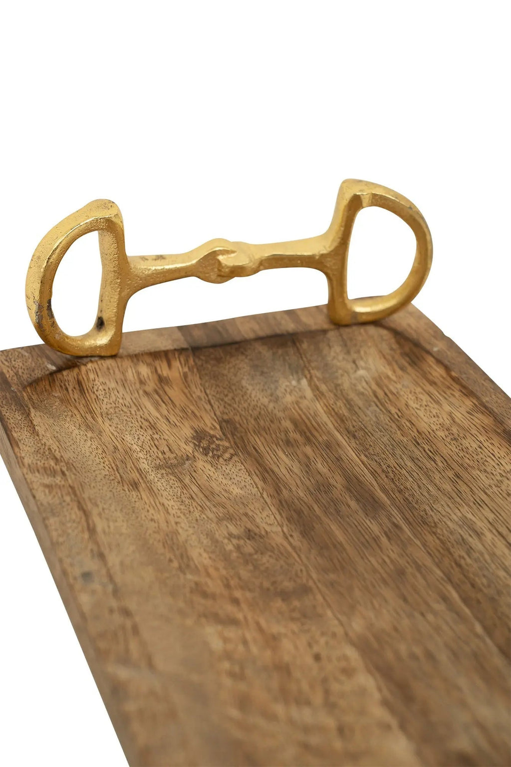 Huntley Equestrian Wooden Rectangle Tray with Gold Bit Handles - Paranoid Ranch