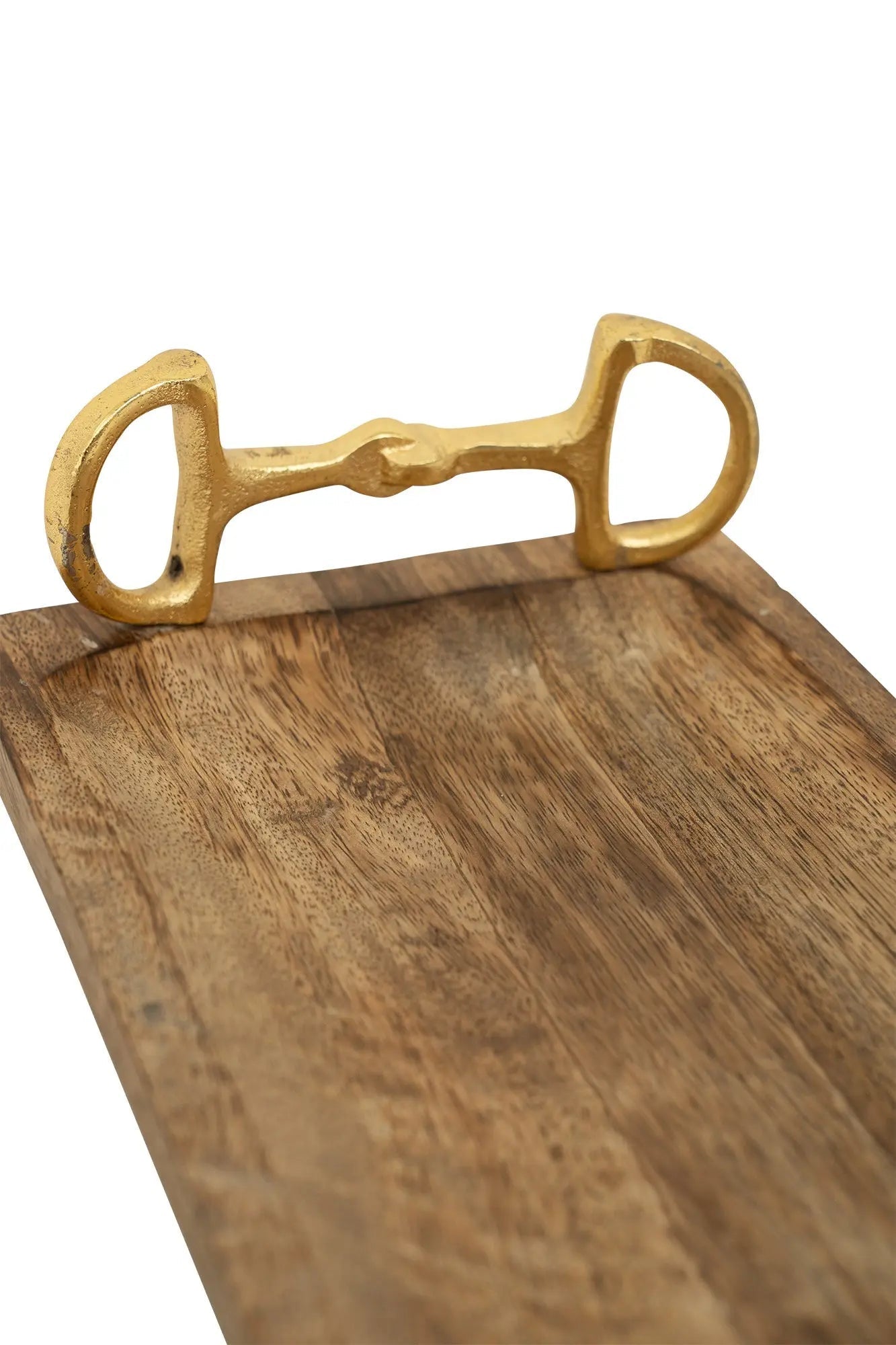 Huntley Equestrian Wooden Rectangle Tray with Gold Bit Handles - Paranoid Ranch