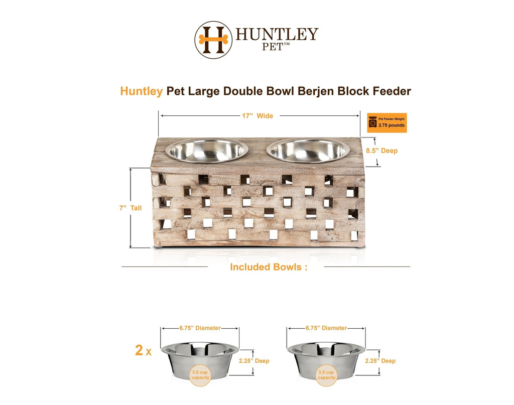 Huntley Pet Elevated Dog and Cat Double Bowl Feeder - Paranoid Ranch