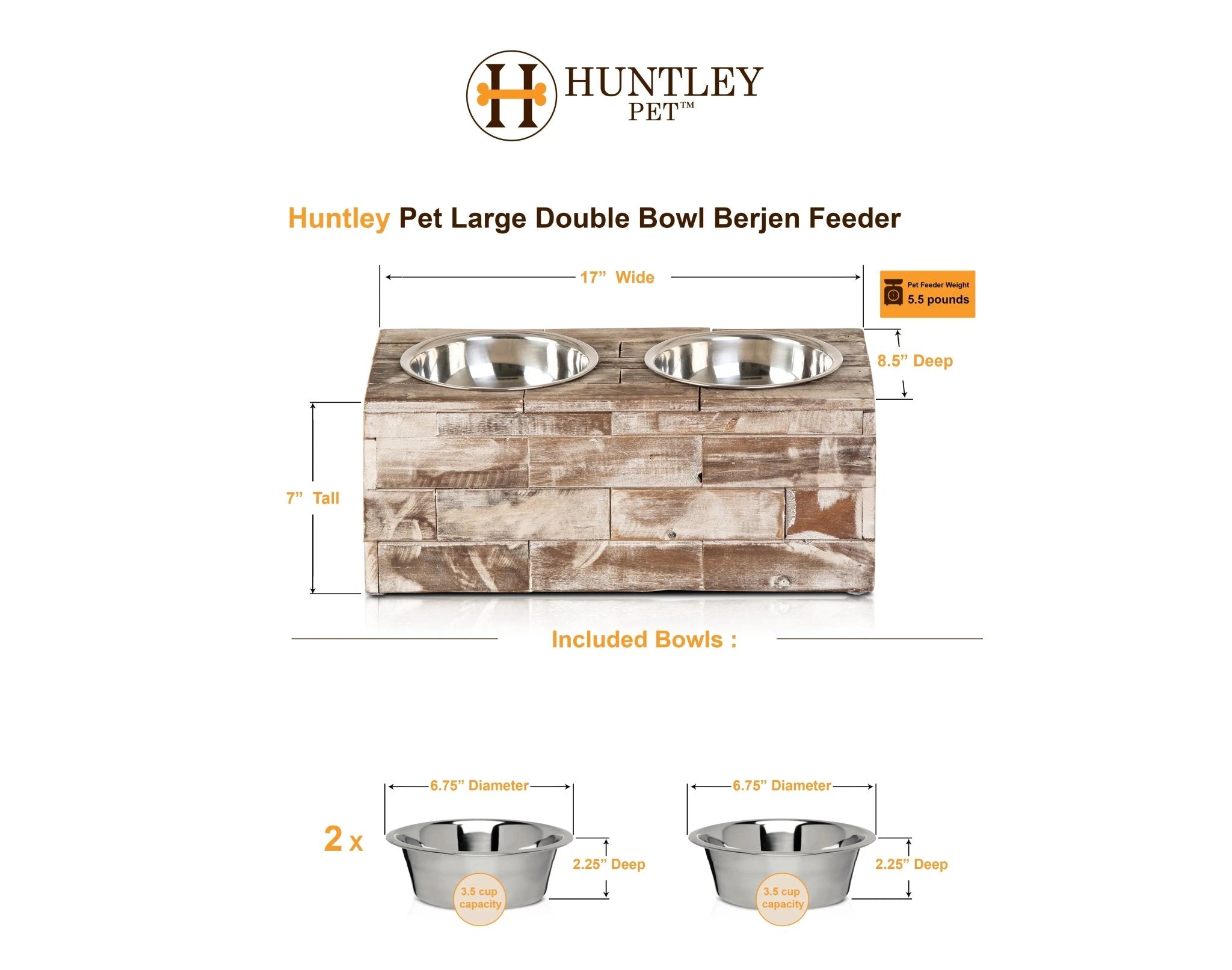 Huntley Pet Elevated Dog and Cat Double Bowl Feeder - Paranoid Ranch