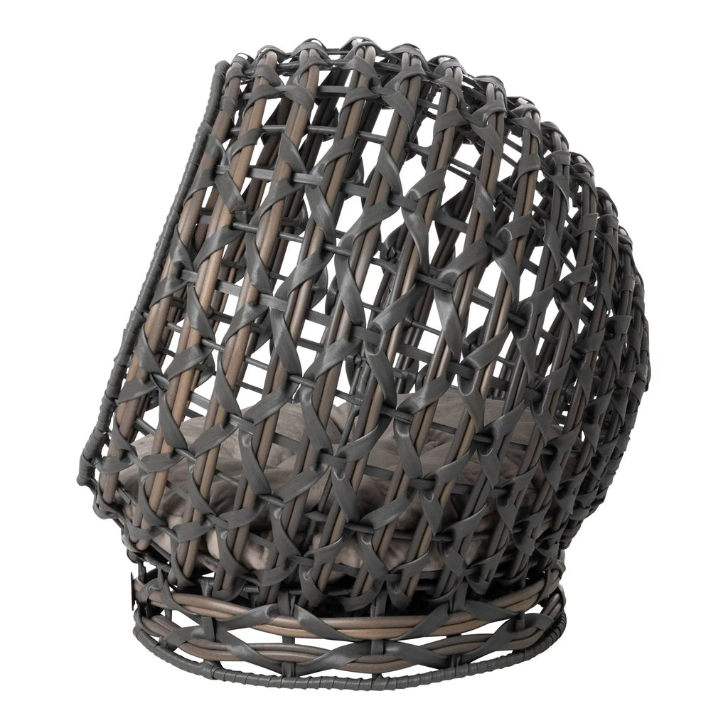 Huntley Pet Hemisphere Rattan Pet Bed, Elevated With Cushion - Paranoid Ranch
