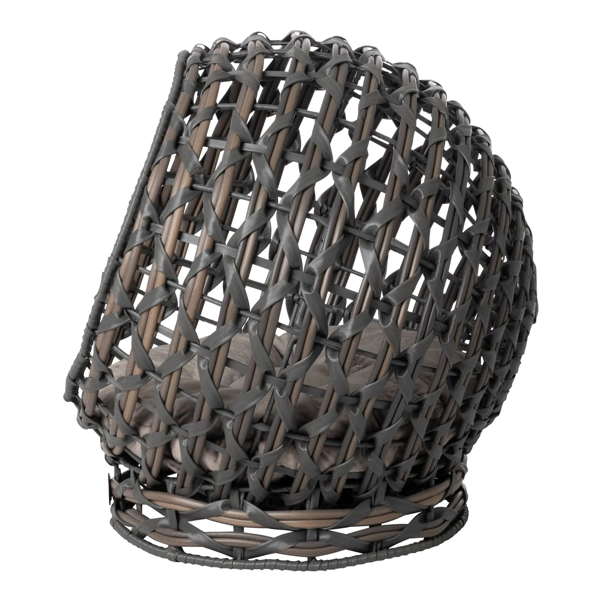 Huntley Pet Hemisphere Rattan Pet Bed, Elevated With Cushion - Paranoid Ranch