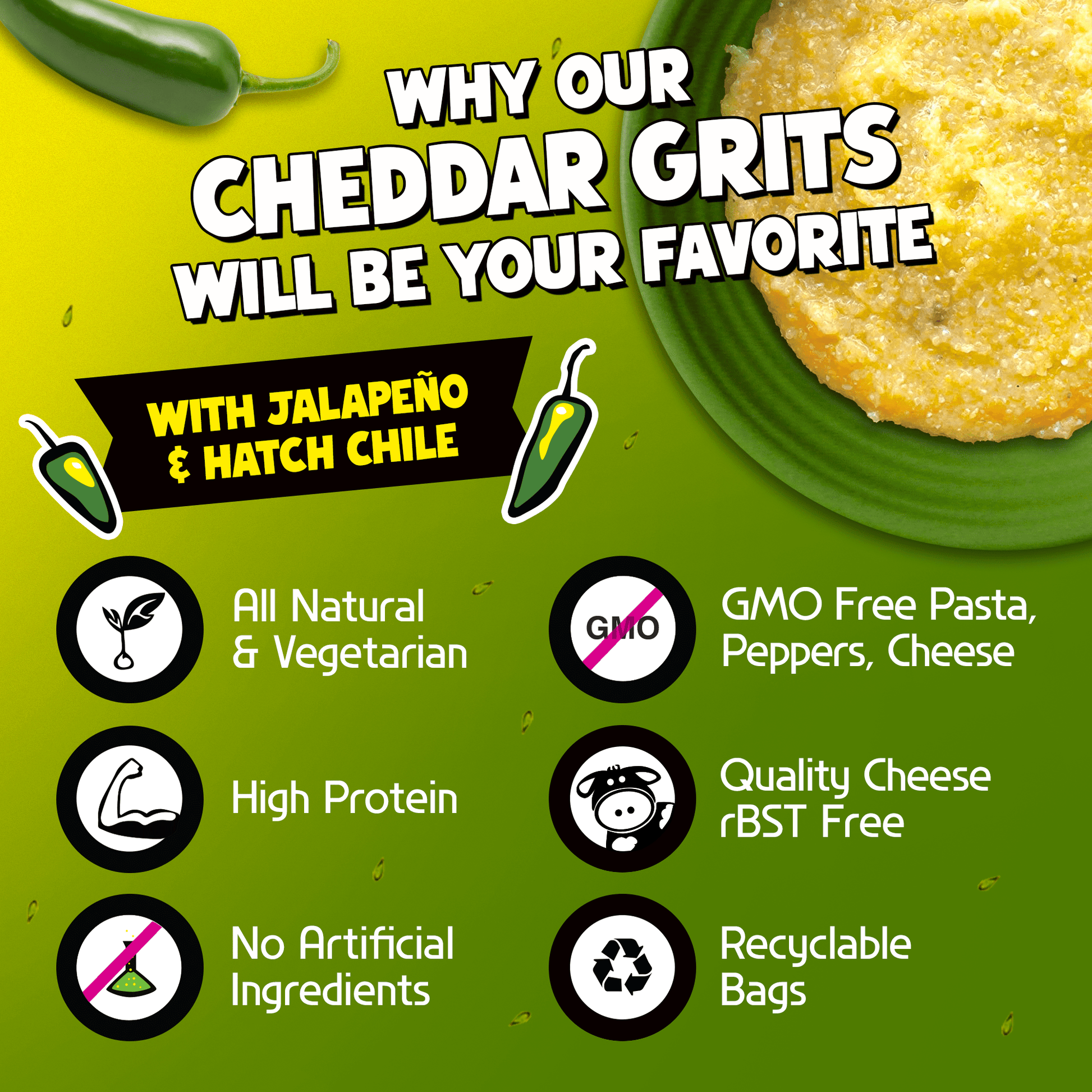 Jalapeño, Hatch Green Chile, Cheddar Grits - Paranoid Ranch