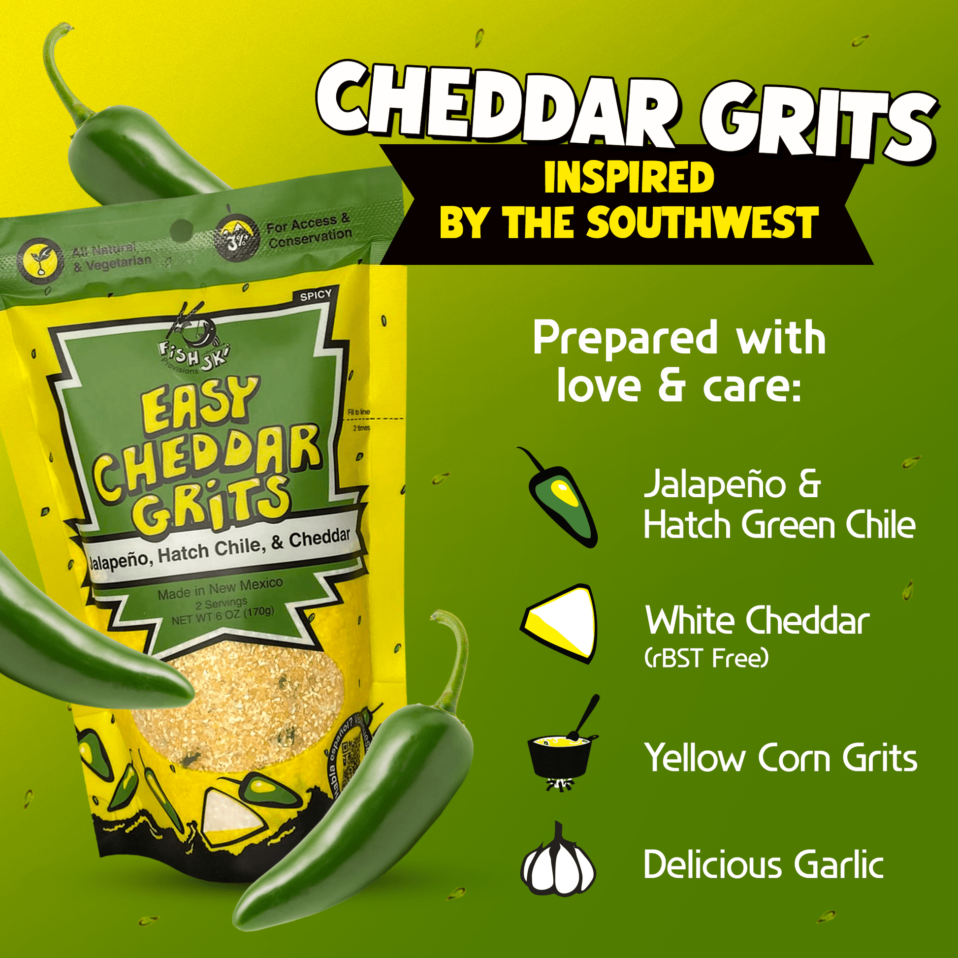 Jalapeño, Hatch Green Chile, Cheddar Grits - Paranoid Ranch
