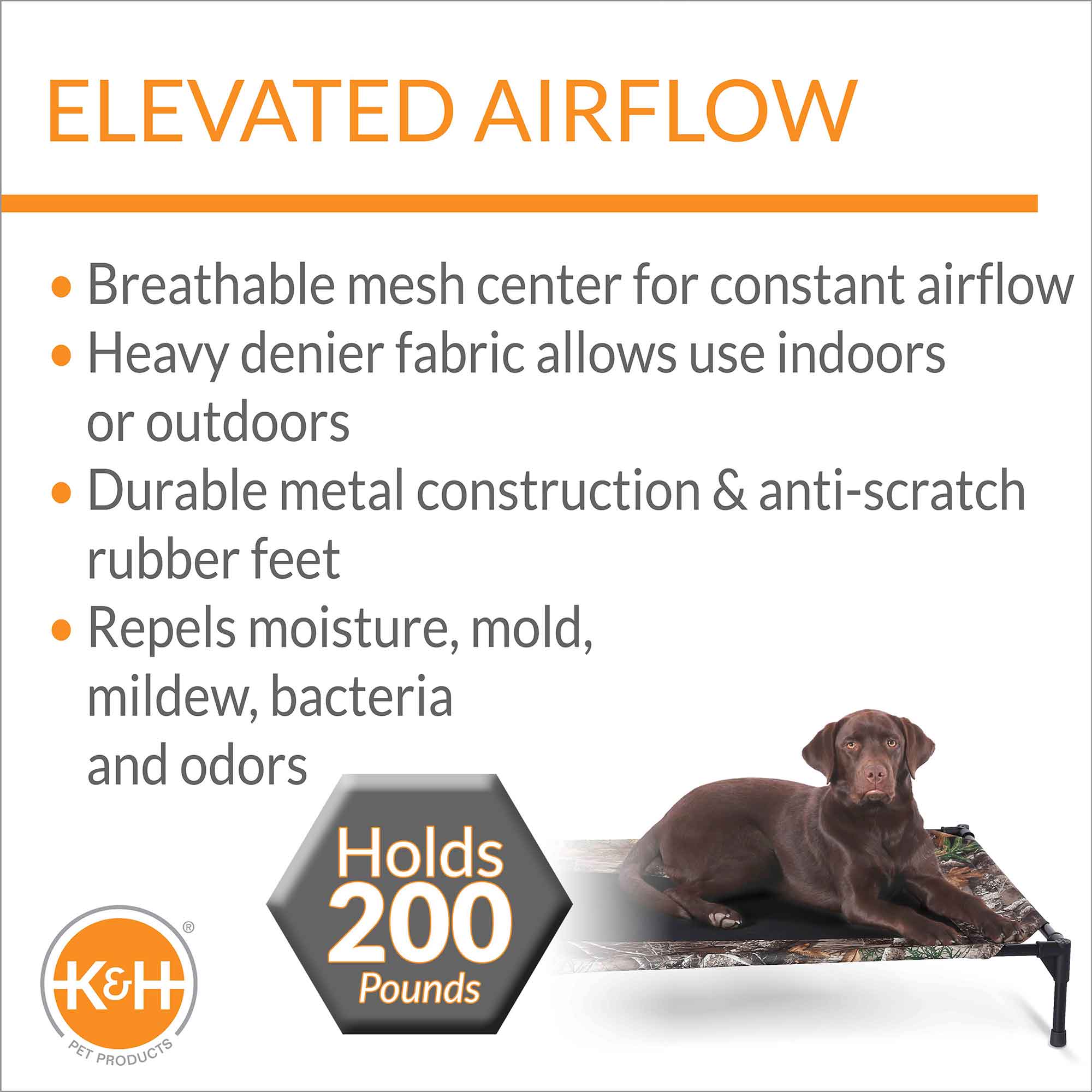 K&H Pet Products Original Pet Cot Elevated Dog Bed, Realtree Edge - Paranoid Ranch