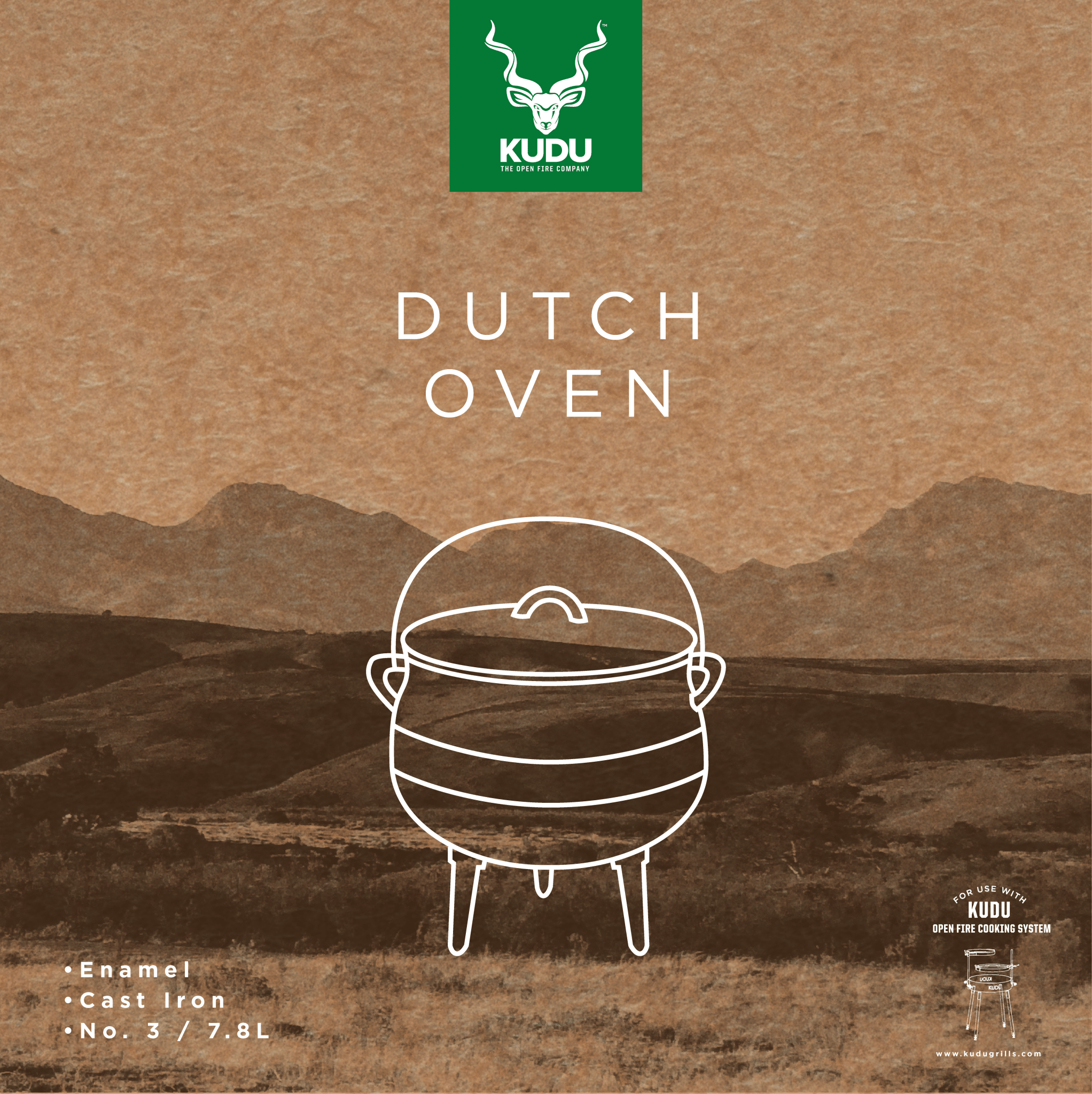 KUDU Enamel Dutch Oven No. 3 Potjie - Paranoid Ranch