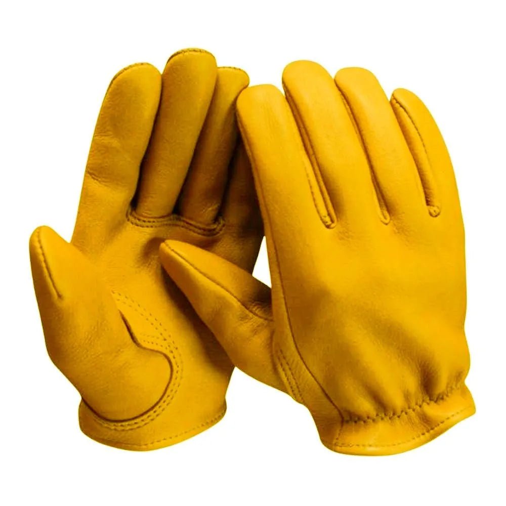 Legendary Gold Deerskin Leather Short Wrist Motorcycle Gloves - Paranoid Ranch