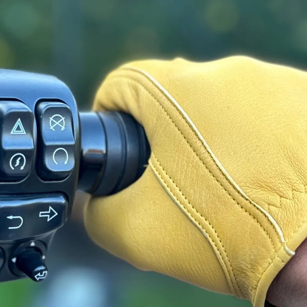 Legendary Gold Deerskin Leather Short Wrist Motorcycle Gloves - Paranoid Ranch