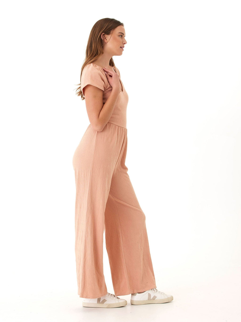 Lilyanna Smocked Jersey Flutter Sleeve Jumpsuit - Paranoid Ranch
