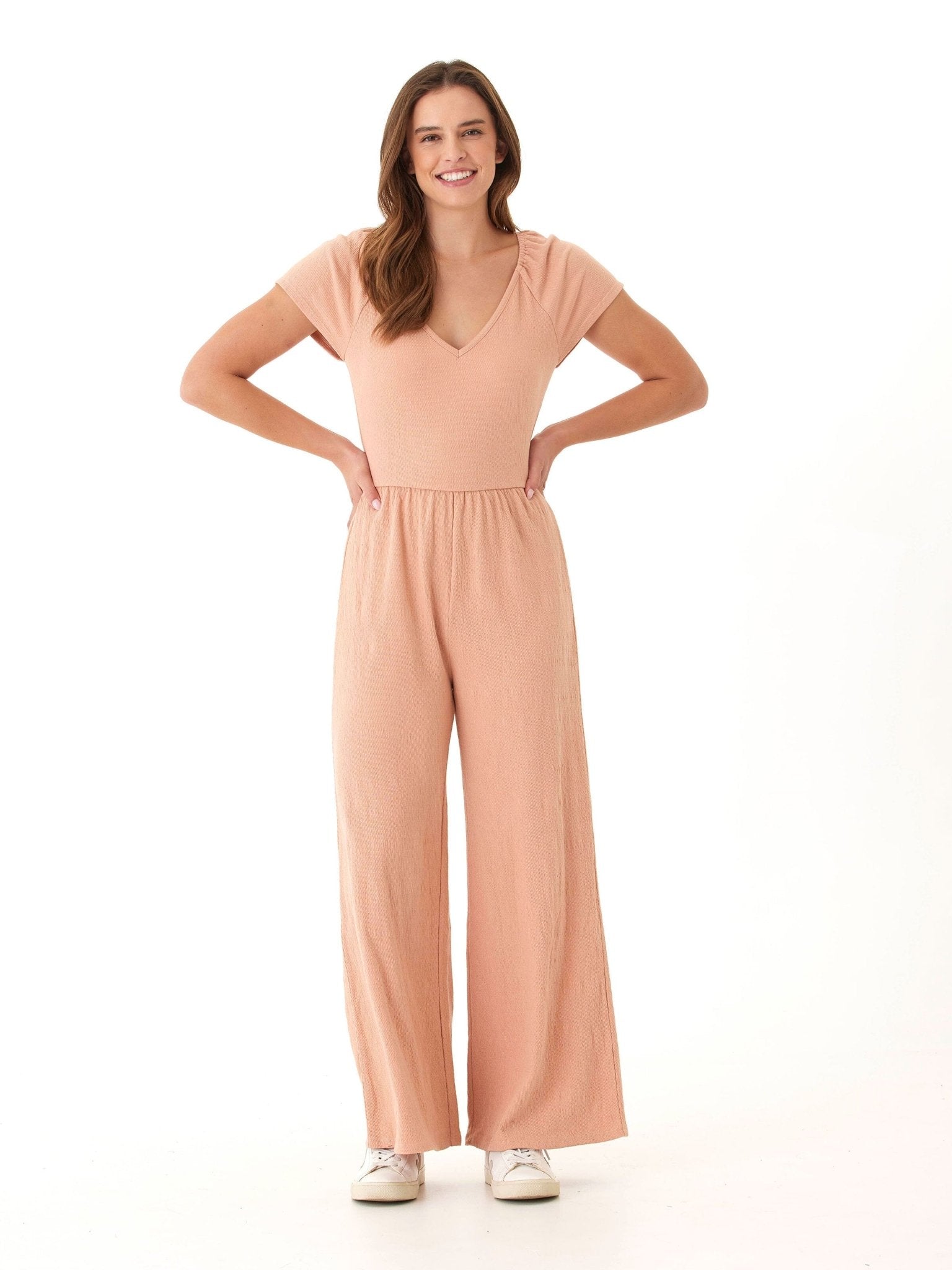 Lilyanna Smocked Jersey Flutter Sleeve Jumpsuit - Paranoid Ranch