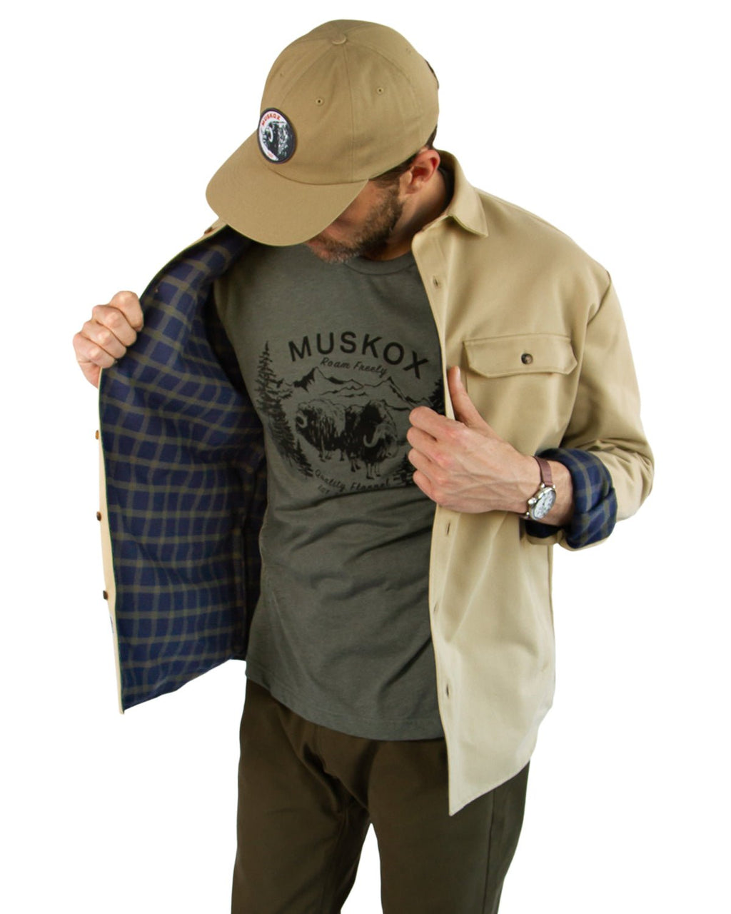 Lined Yukon Flannel Shirt Jacket, Tan - Paranoid Ranch
