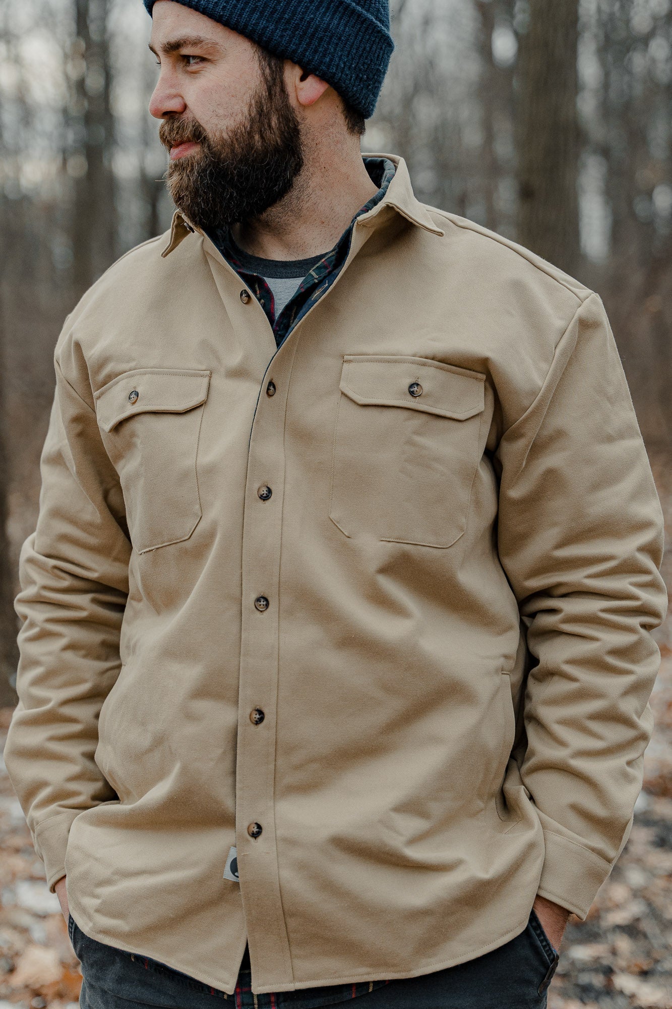 Lined Yukon Flannel Shirt Jacket, Tan - Paranoid Ranch