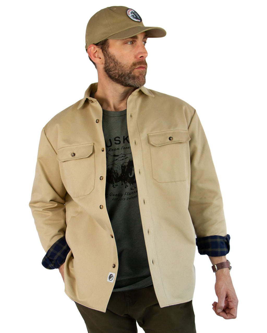 Lined Yukon Flannel Shirt Jacket, Tan - Paranoid Ranch