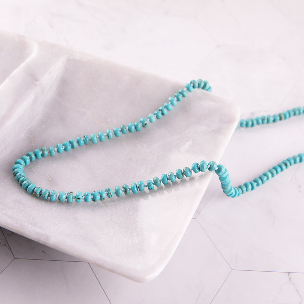 Long Turquoise Beaded Necklace - Paranoid Ranch