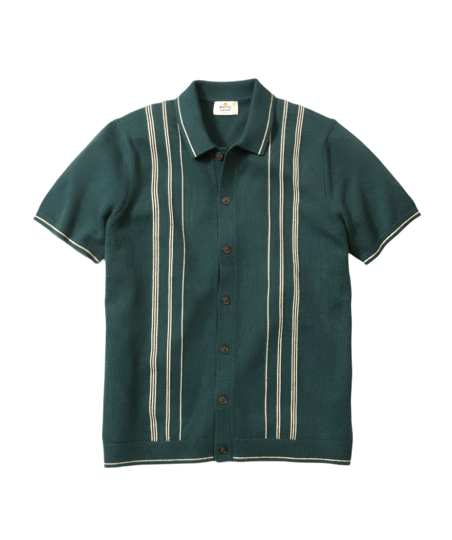 Green Marine Layer Barry Sweater Button Down - Paranoid Ranch